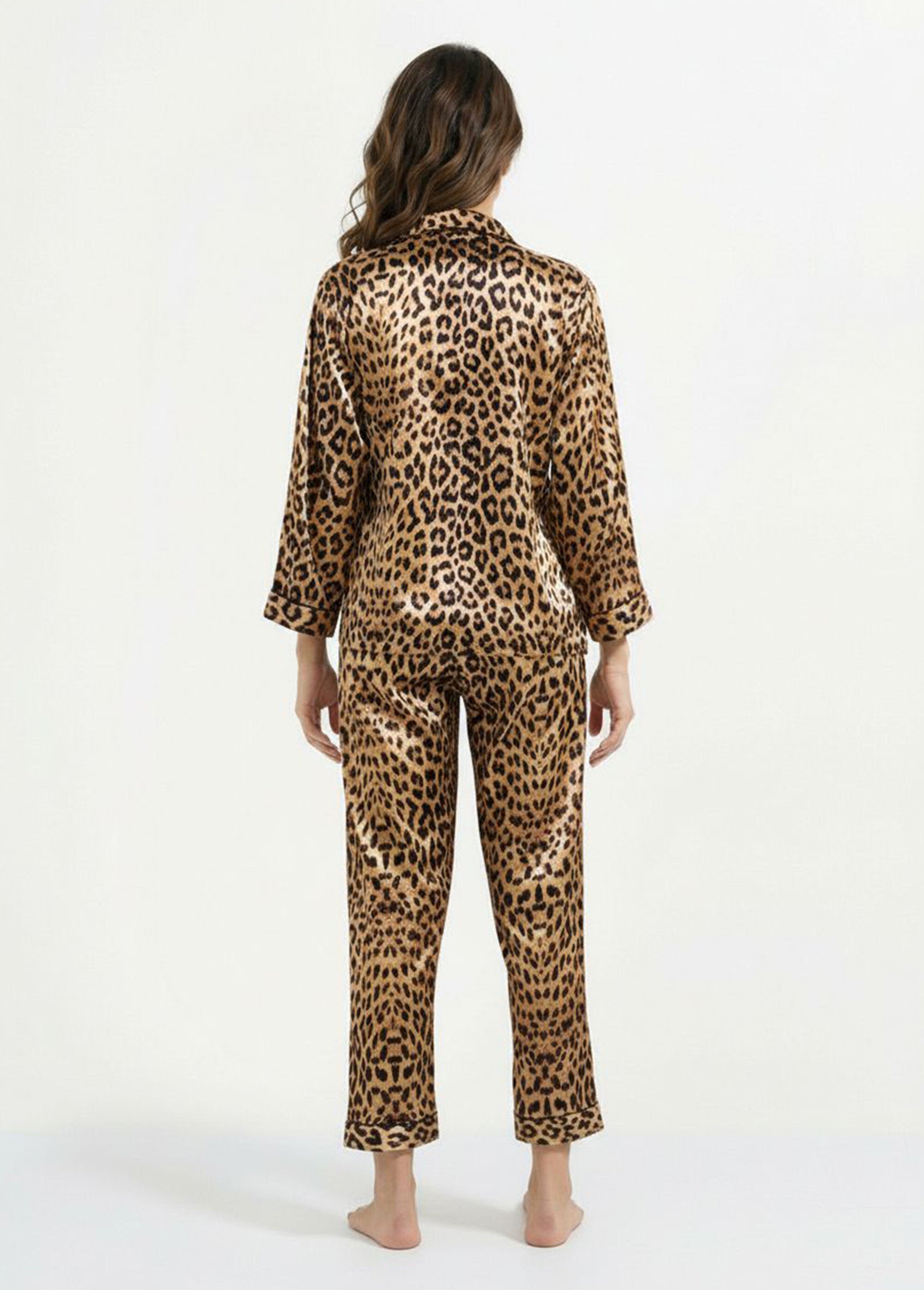 Pyjama 2 pièces satin sexy motif léopard Femme LEOPARD H-NT151 DO1