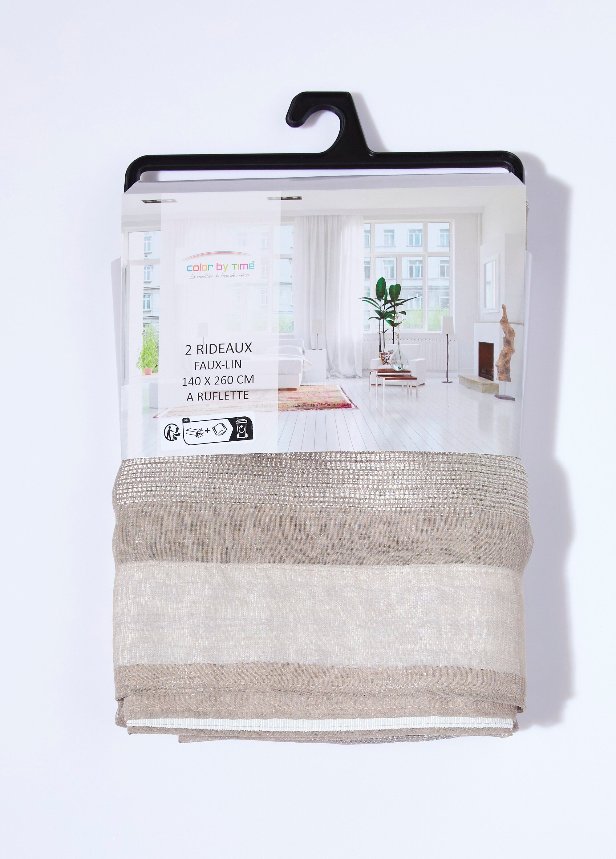 Rideau 1 panneau ruflettes, brillant Marron COTZA120069-3 DE2