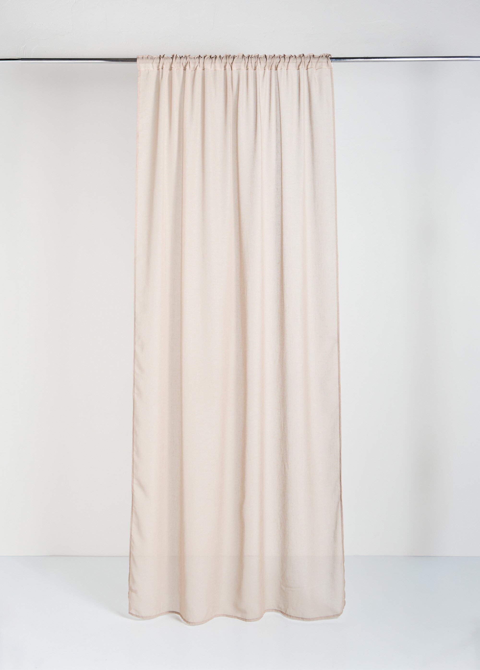 Rideau 1 panneau ruflettes, façon lin Beige COTZA120069-7 FA1