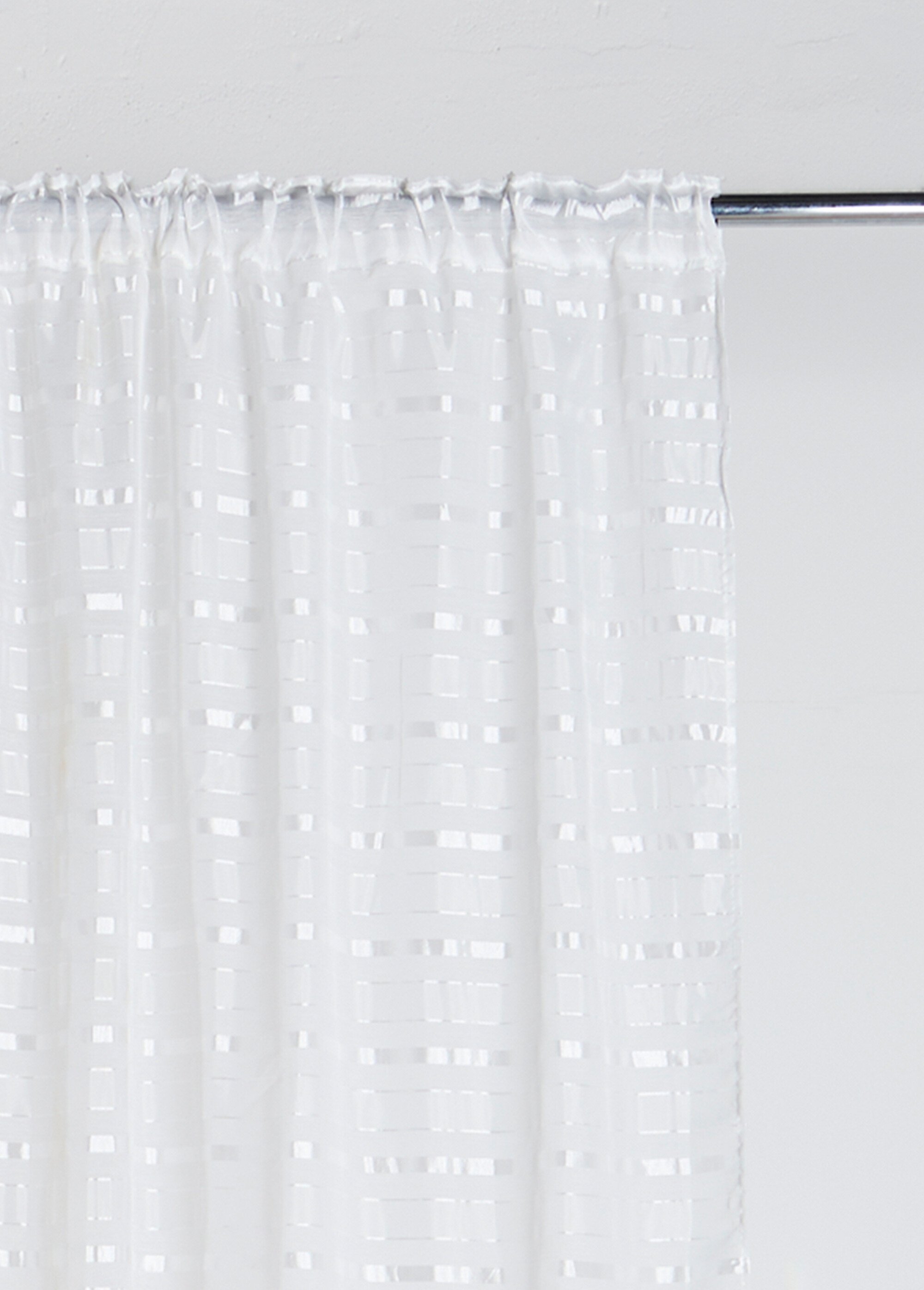 Rideau 1 panneau ruflettes, lignes hori. Blanc COTZA120069 DE1