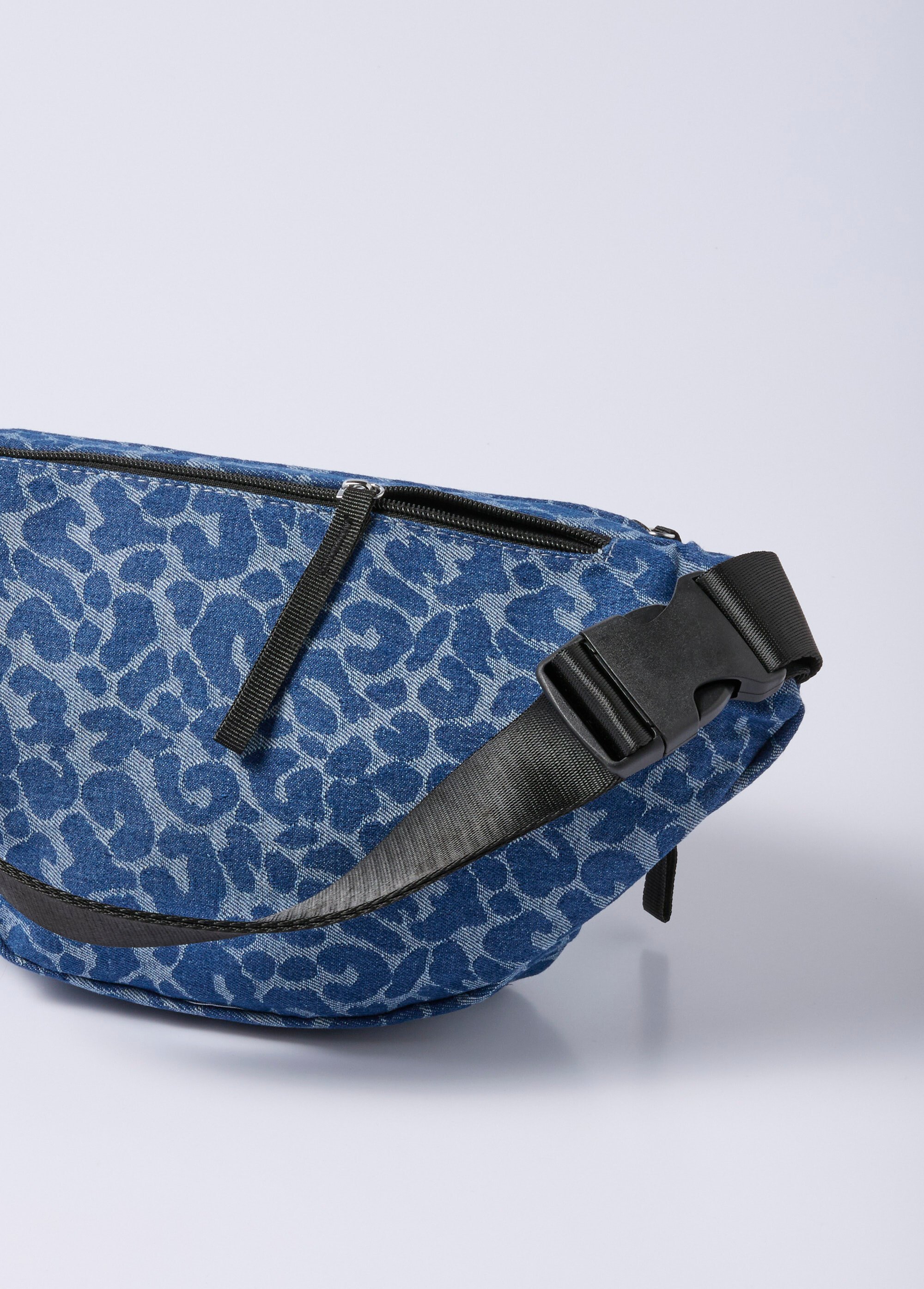 Sac banane en toile denim motif léopard Femme Bleu NK-BA180LB2507 DE2