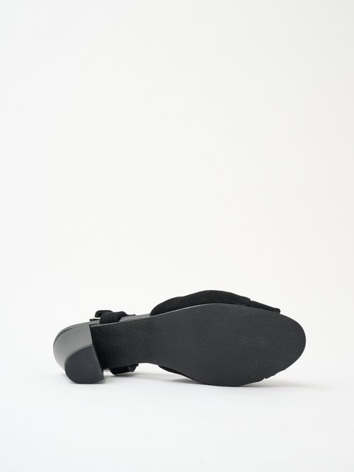 Sandales ouvertes fines brides à talons cuir Femme Noir OLERIA UN1