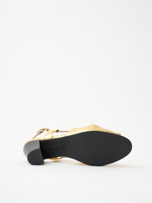 Sandales ouvertes fines brides à talons cuir Femme Doré OLERIA UN1