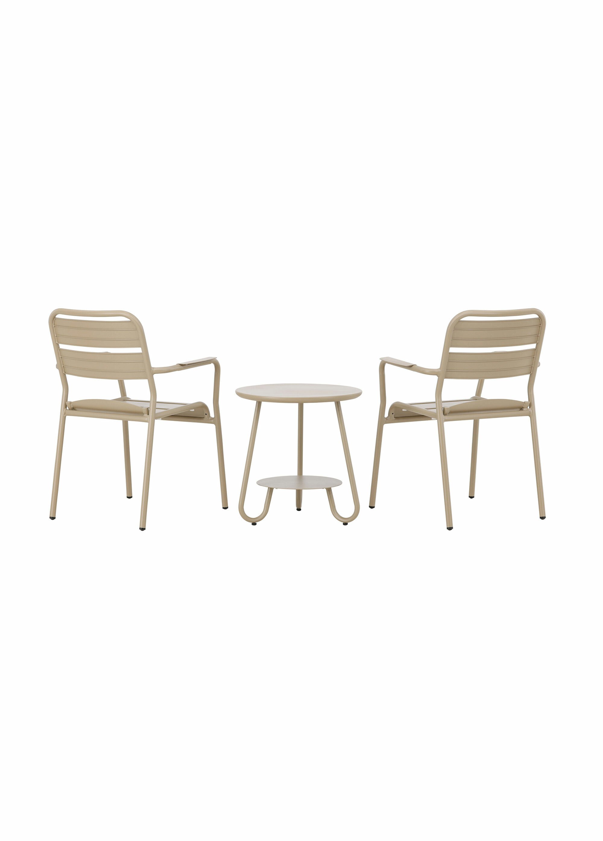 Set 2 Fauteuils + Table basse en alu BEIGE VEN-6944-102 DO1