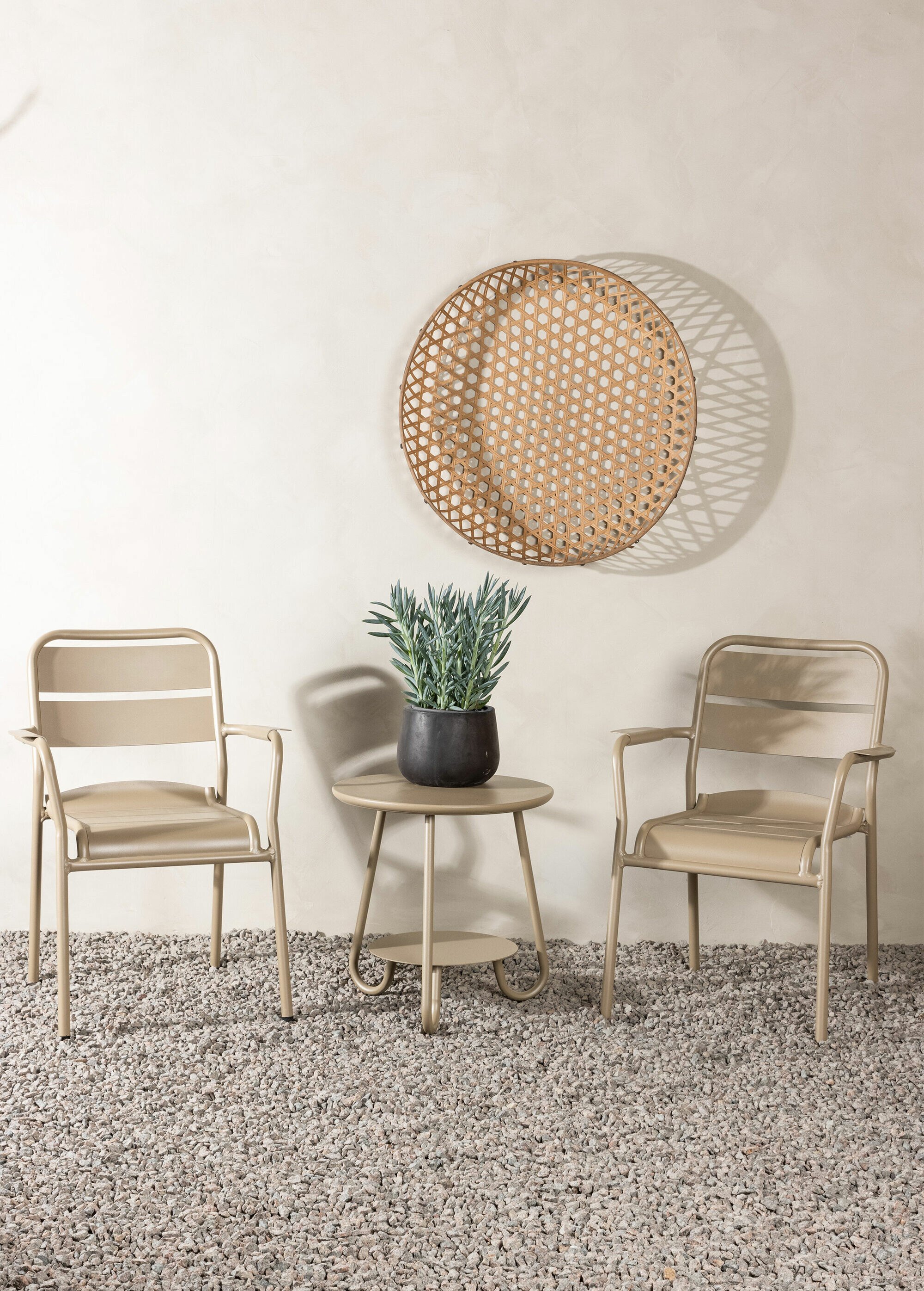 Set 2 Fauteuils + Table basse en alu BEIGE VEN-6944-102 SI1