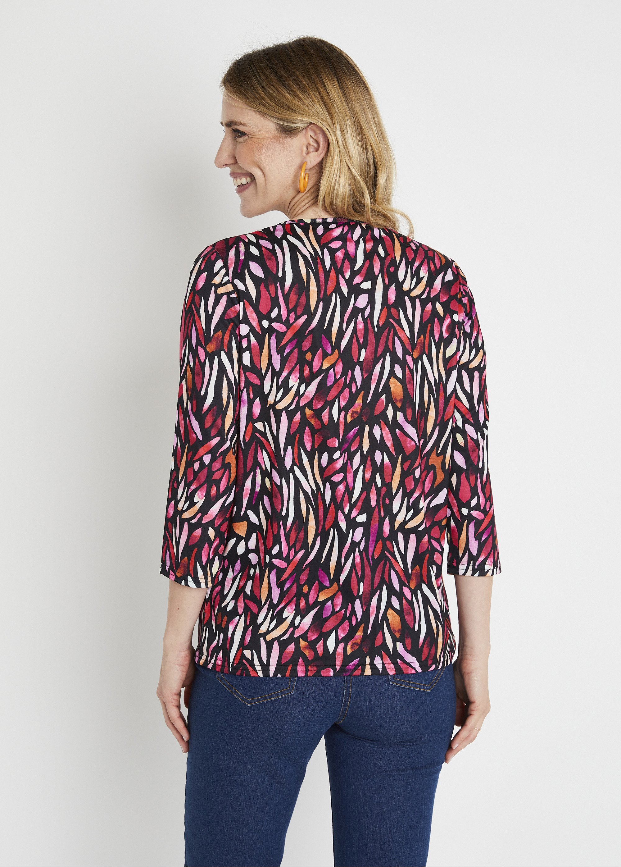 T-shirt court imprimé fantaisie col rond