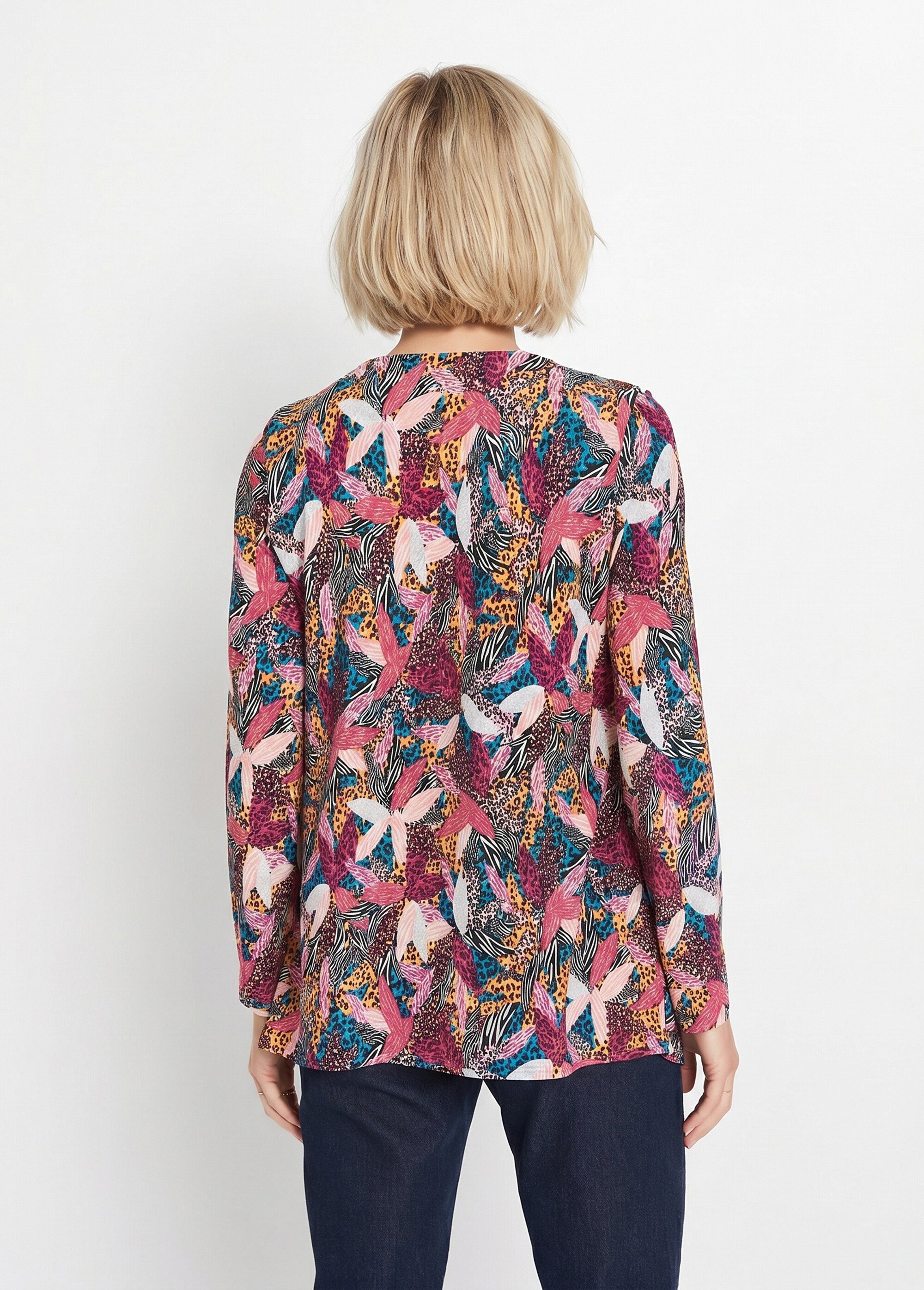 T-shirt long col V évasé manches longues