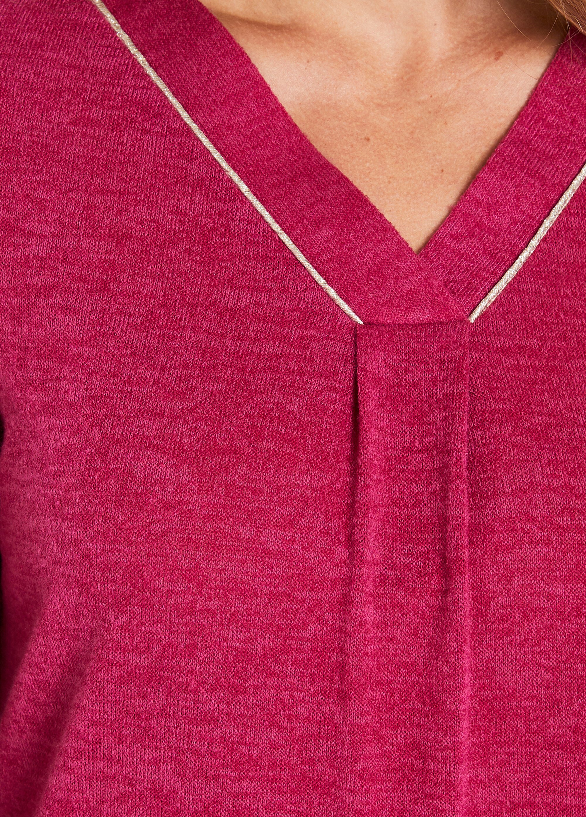 T-shirt long col V évasé manches longues