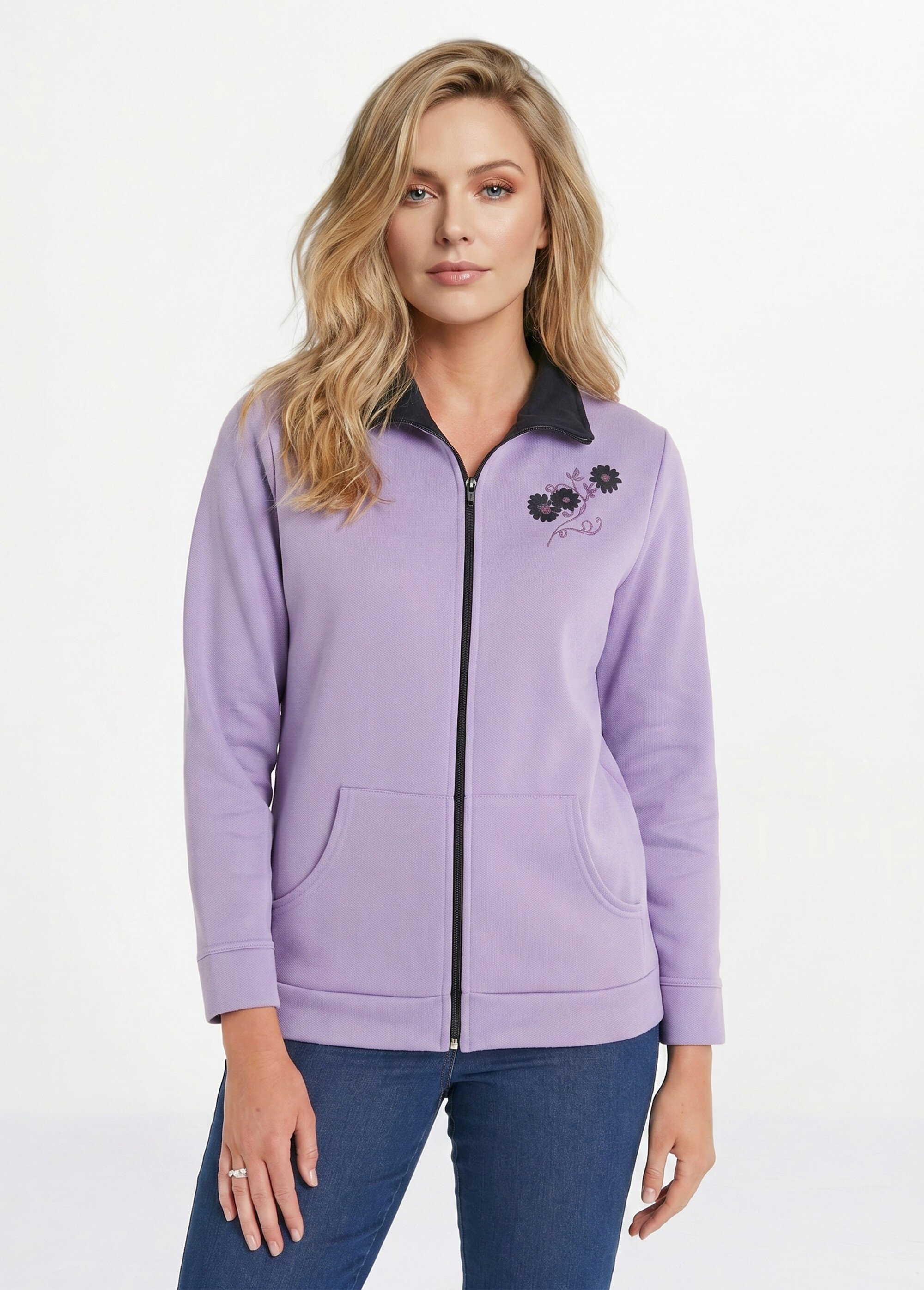 Veste molleton zippée brodée Violet PICADOR FA1
