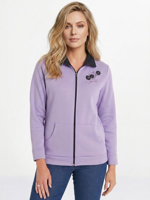 Veste molleton zippée brodée Violet PICADOR FA1