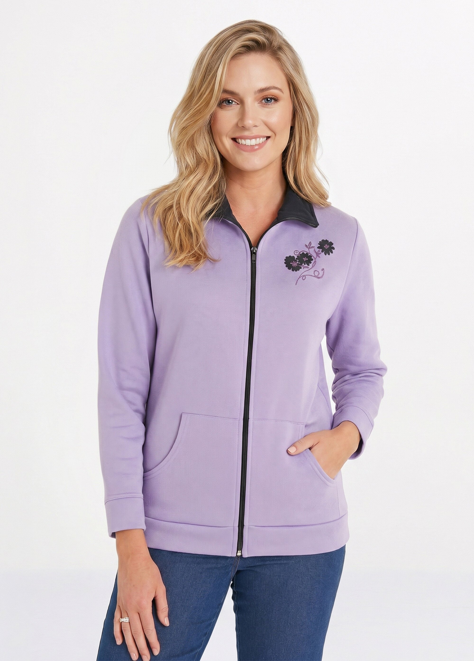 Veste molleton zippée brodée Violet PICADOR FA2