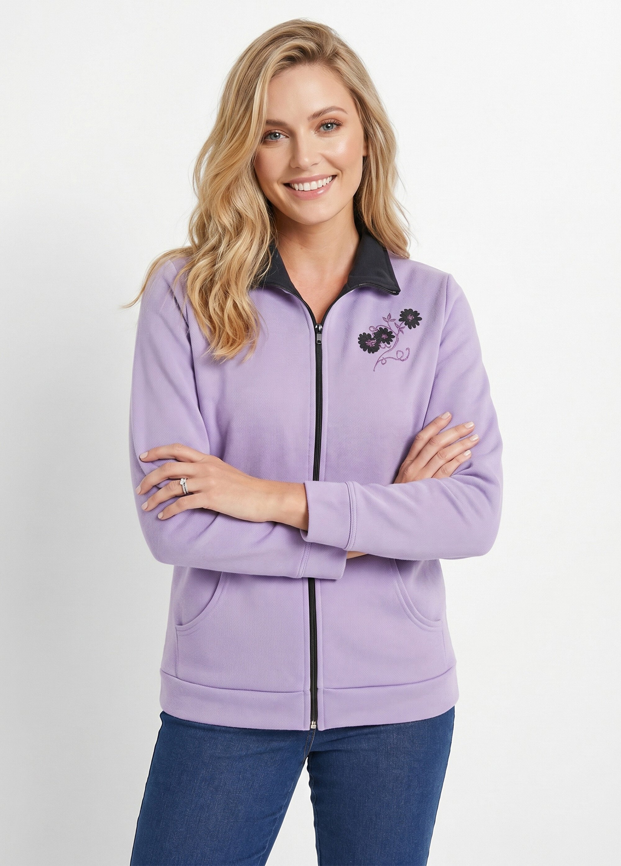Veste molleton zippée brodée