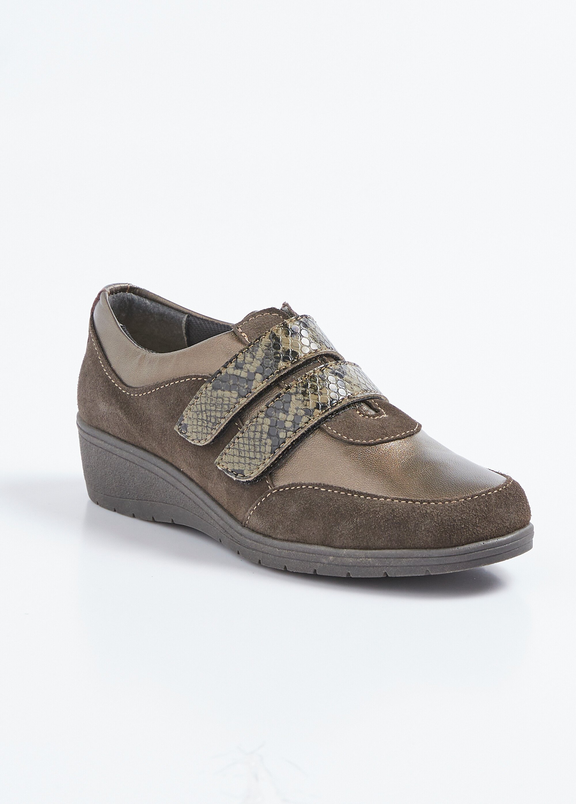 Baskets scratchées largeur confort cuir Femme Marron OVERLAY FA1
