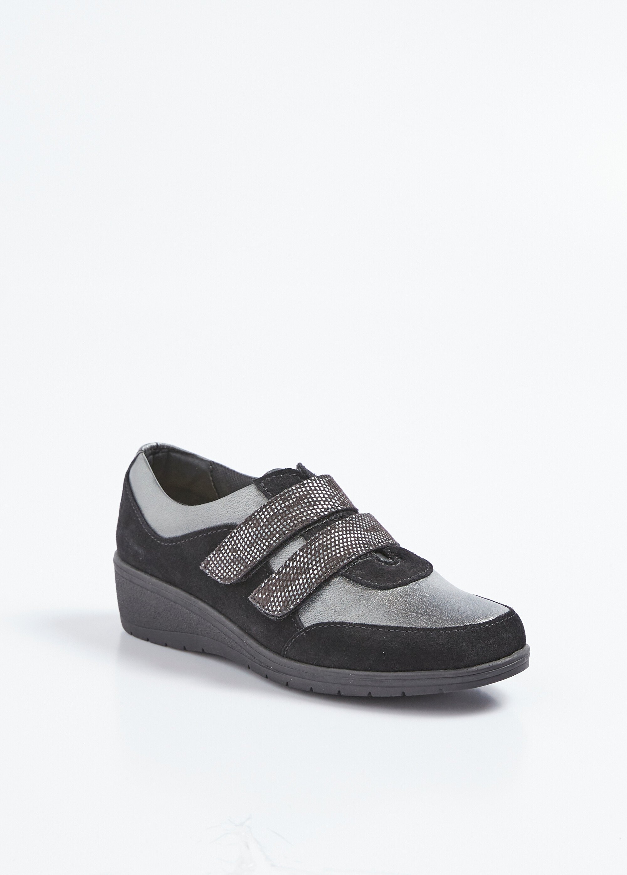 Baskets scratchées largeur confort cuir Femme Noir OVERLAY FA1