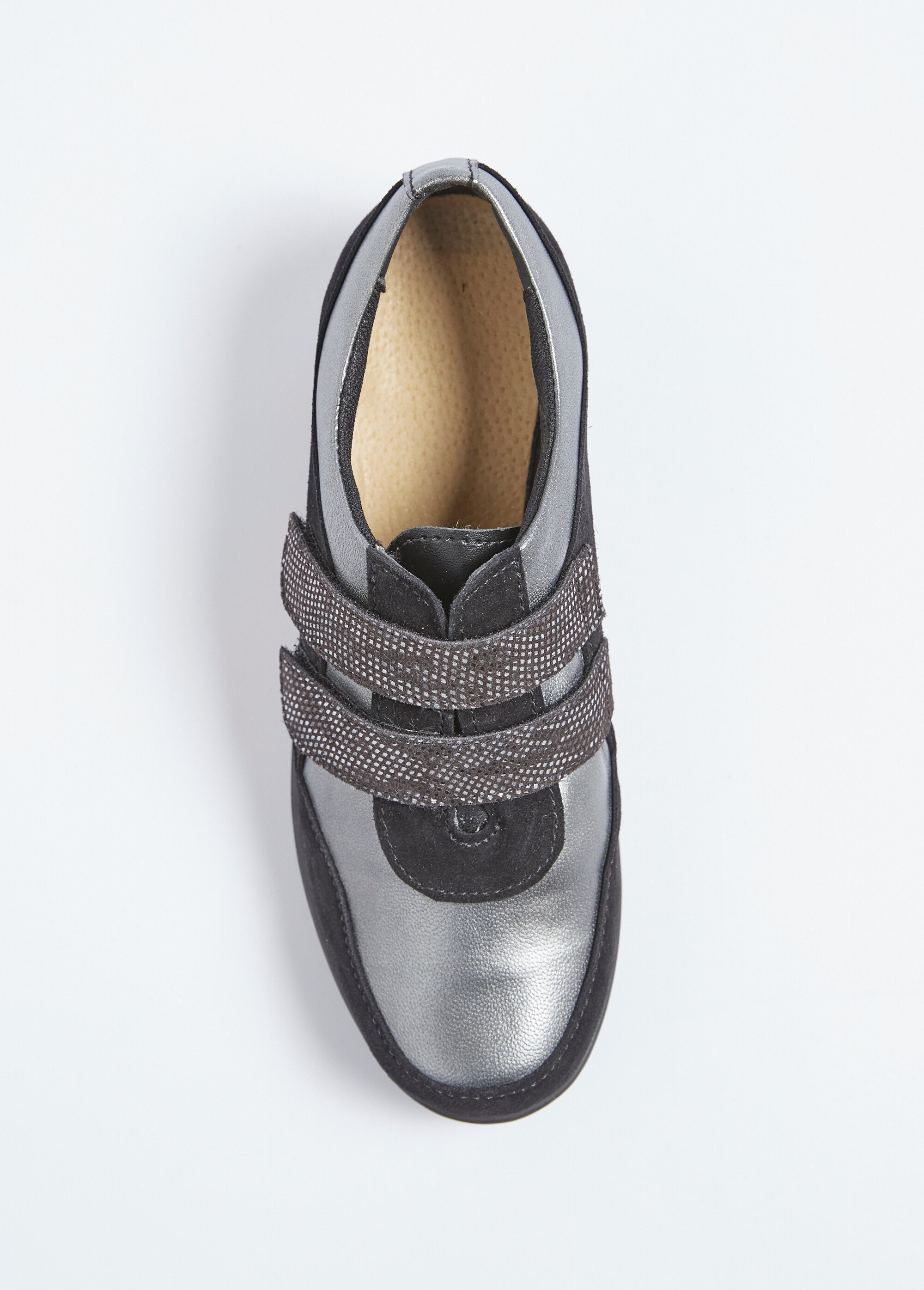 Baskets scratchées largeur confort cuir Femme Noir OVERLAY OV1
