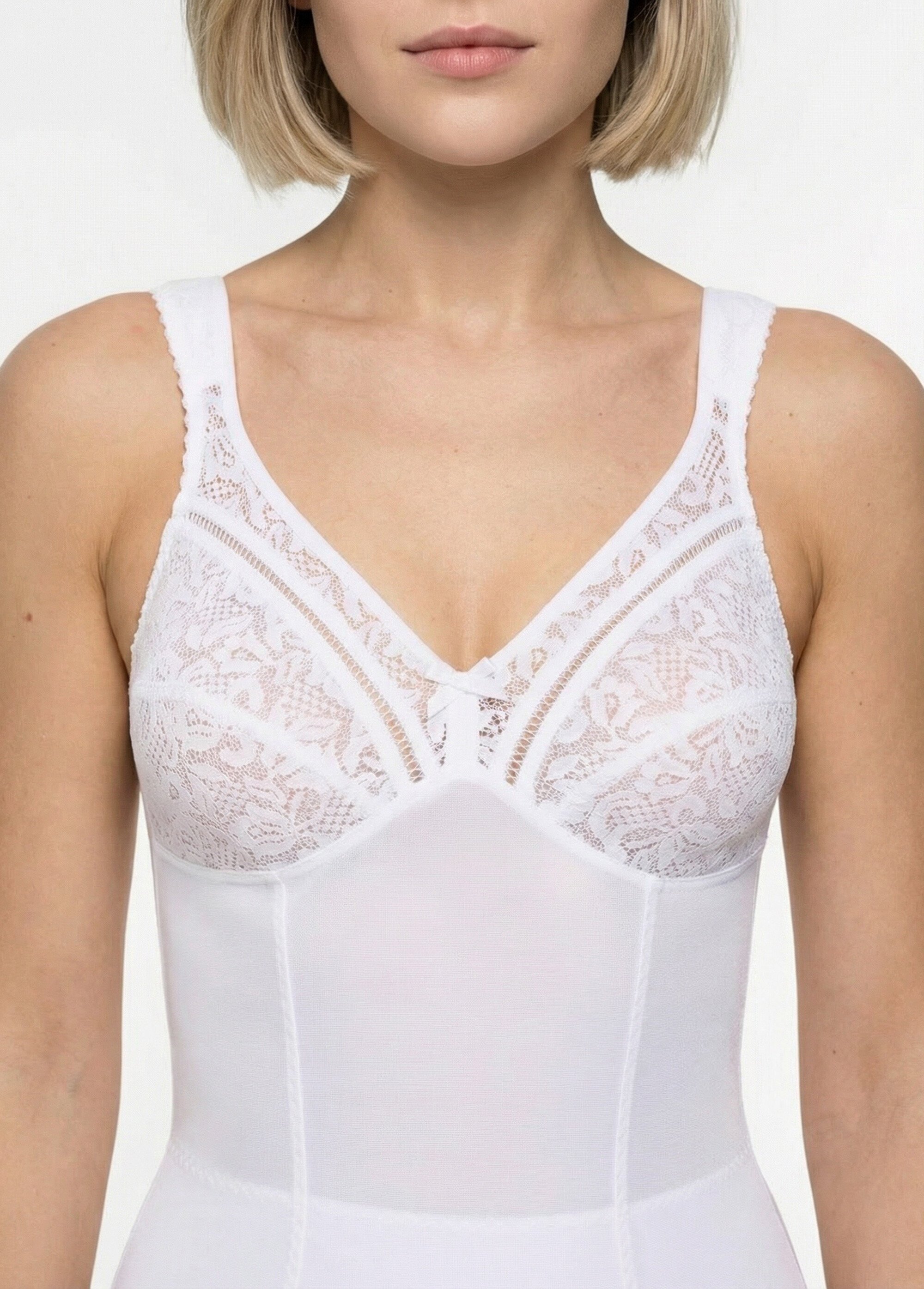 Body gainant sans armatures dentelle ajourée Femme Blanc VINCENNES DE1