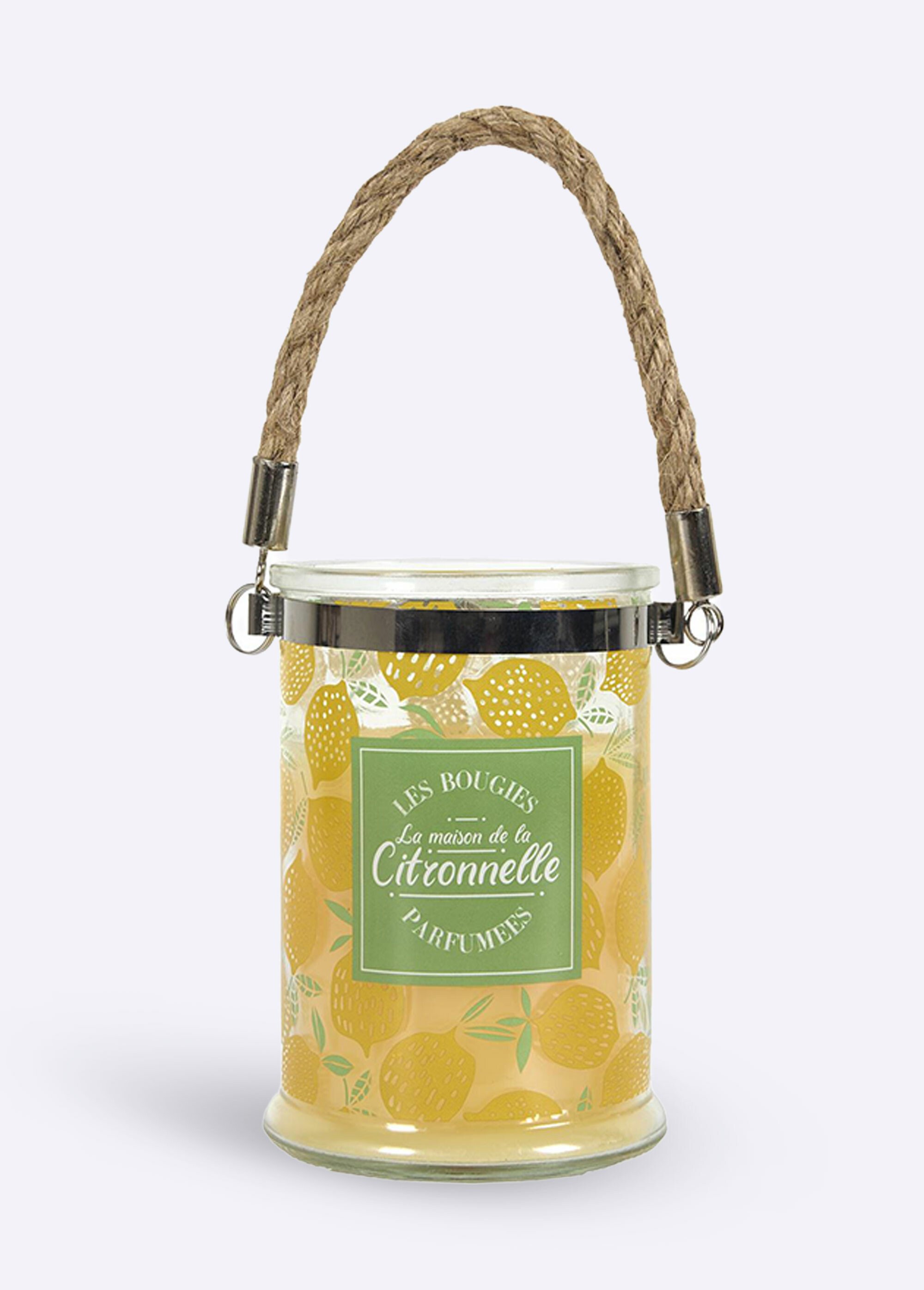 Bougie citronnelle avec poignée corde