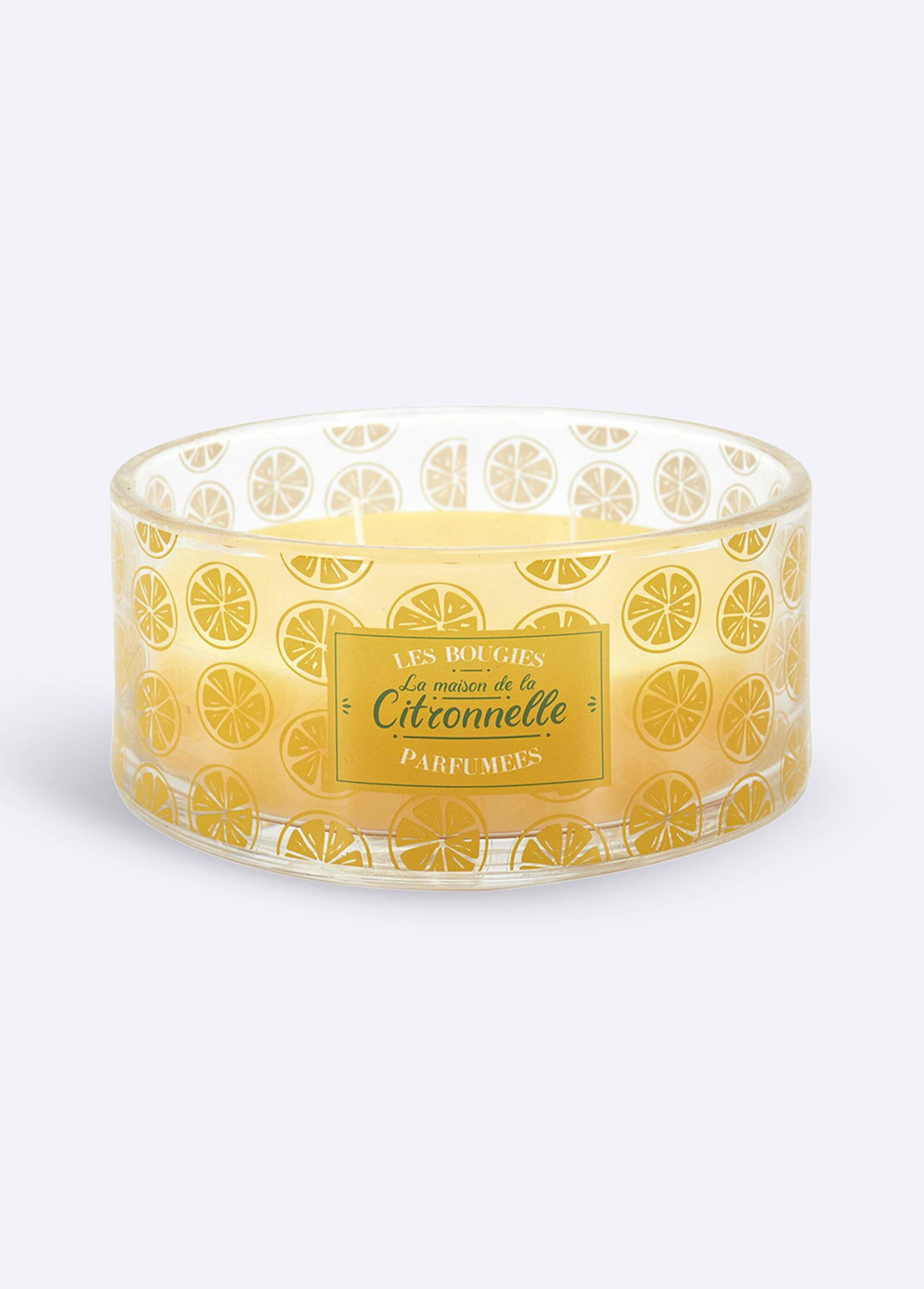 Bougie parfumée citronnelle 4 mèches JAUNE CMP-BO0118 FA1