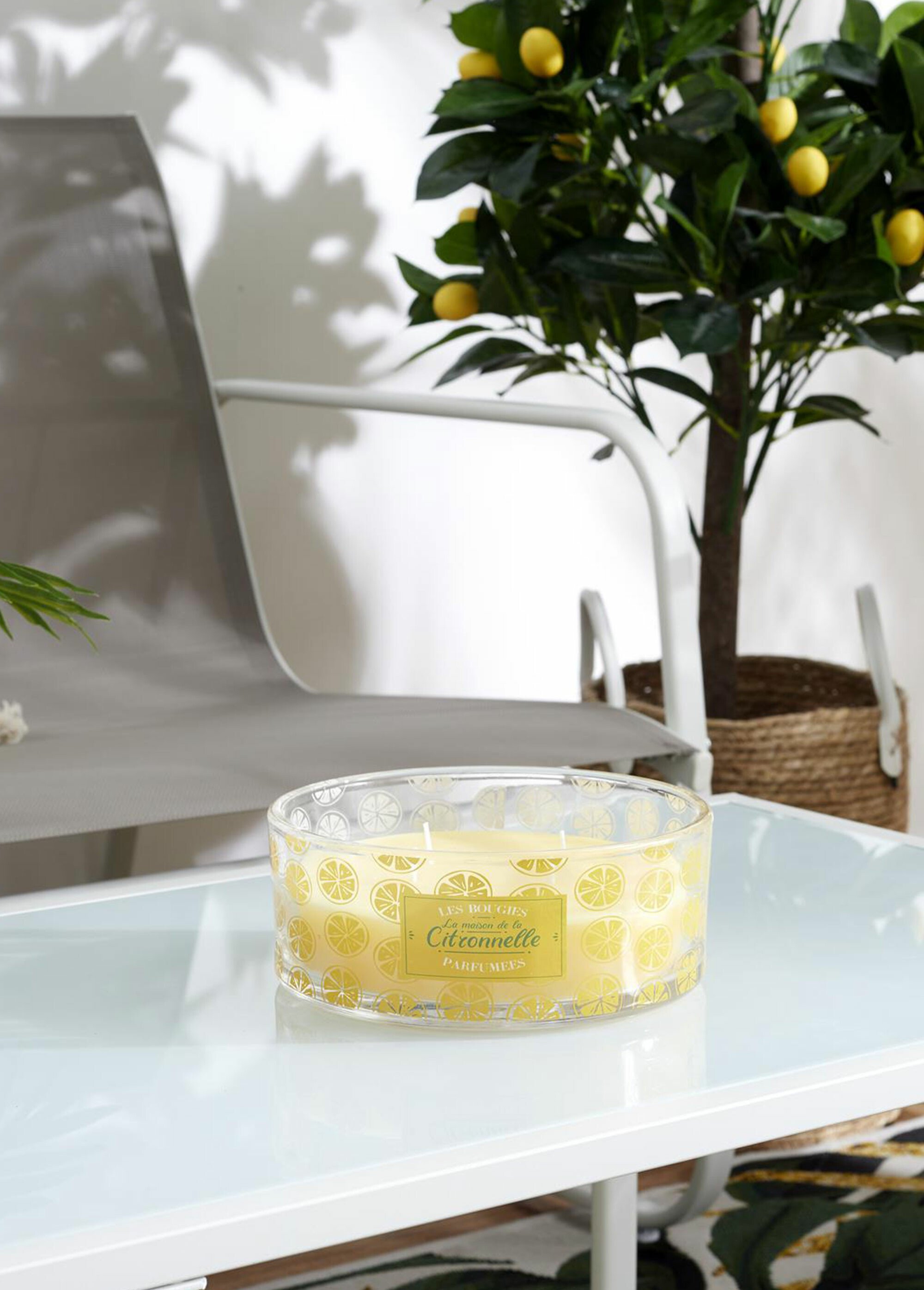 Bougie parfumée citronnelle 4 mèches JAUNE CMP-BO0118 SI1