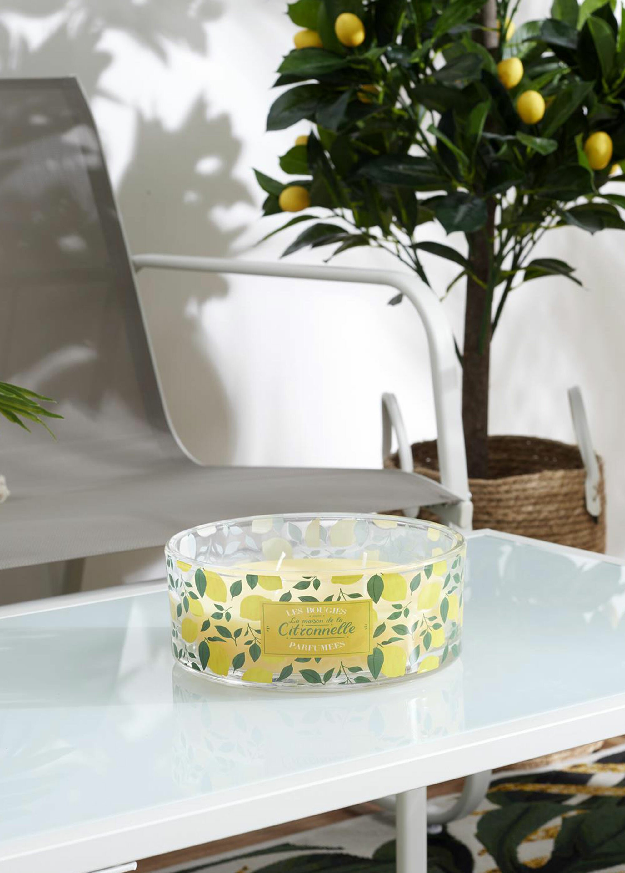 Bougie parfumée citronnelle 4 mèches JAUNE CMP-BO0118 SI1