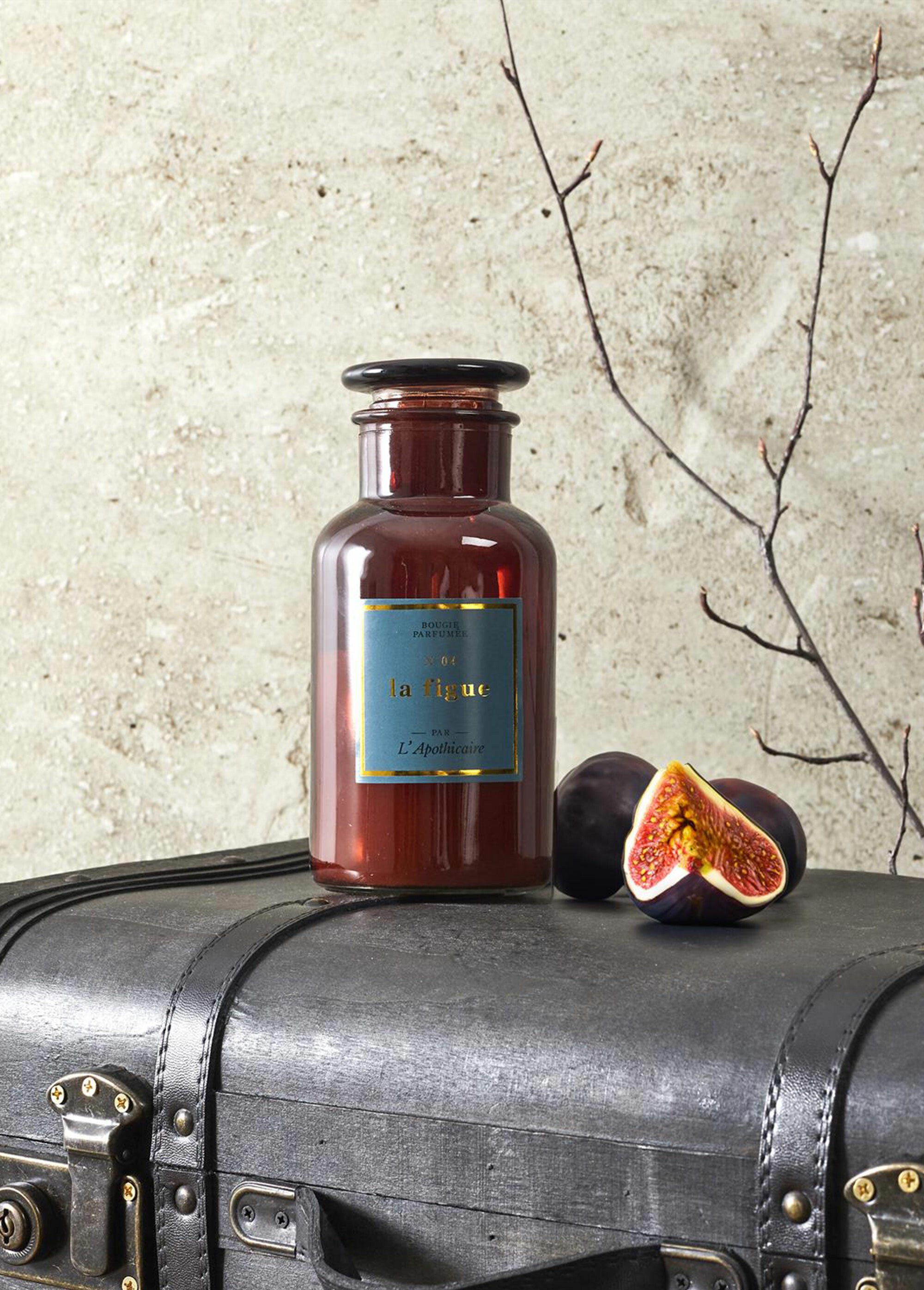 Bougie parfumée rétro verre teinté 16,5cm Rose CMP-BO0131 SI1