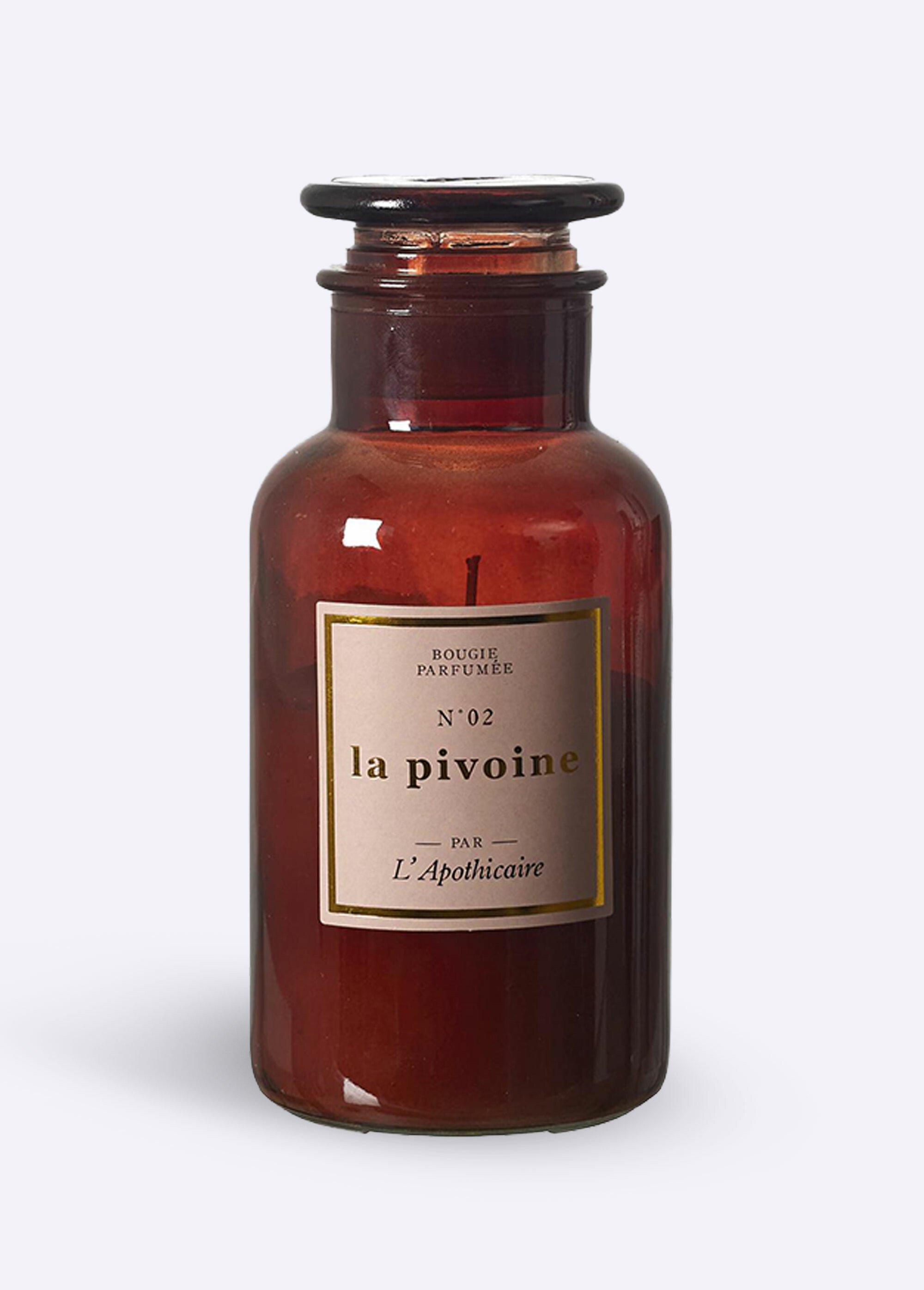 Bougie parfumée rétro verre teinté 16,5cm Rose CMP-BO0131 FA1