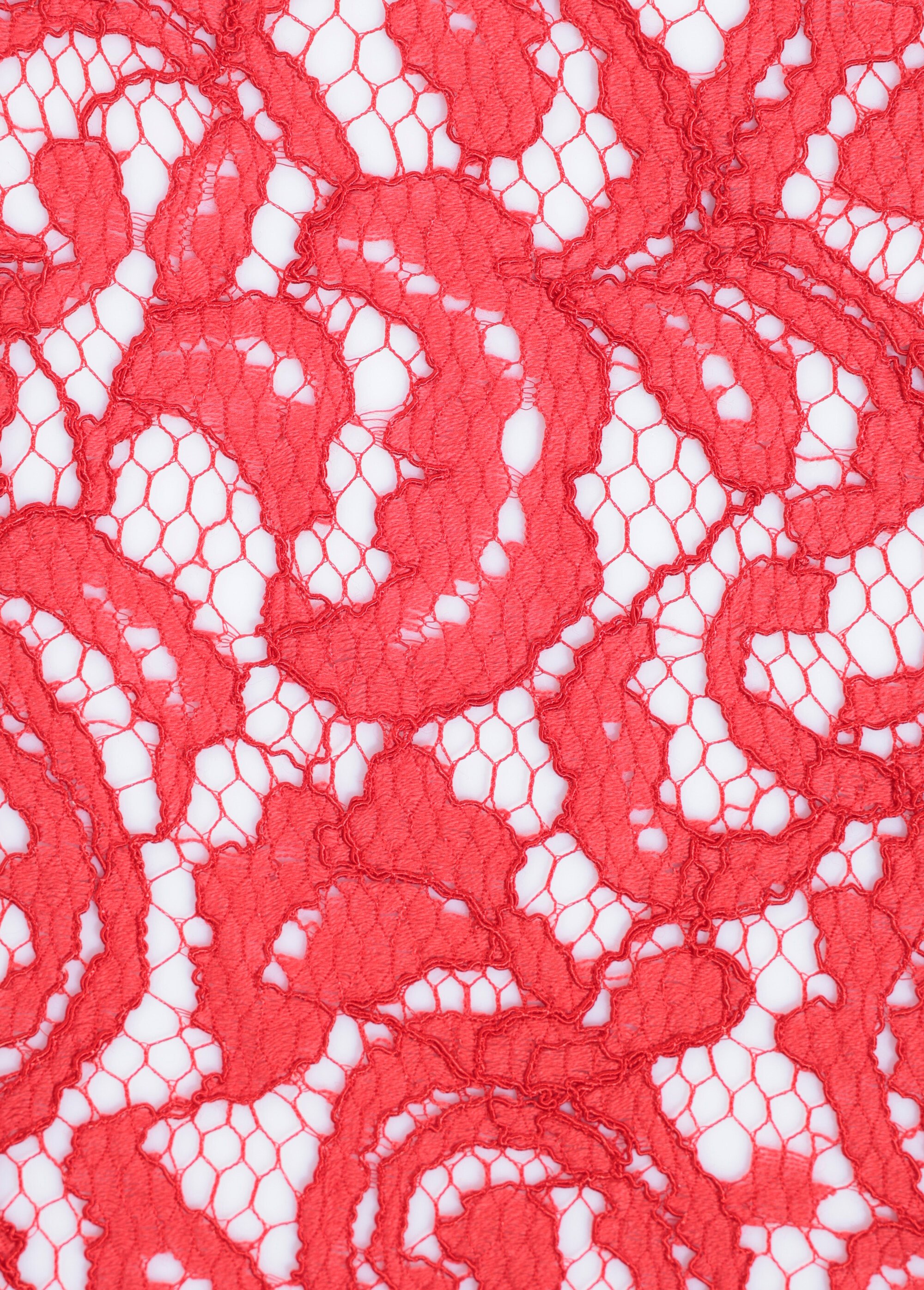 Coupon tissu, dentelle volutes ROUGE COT150527 DE2