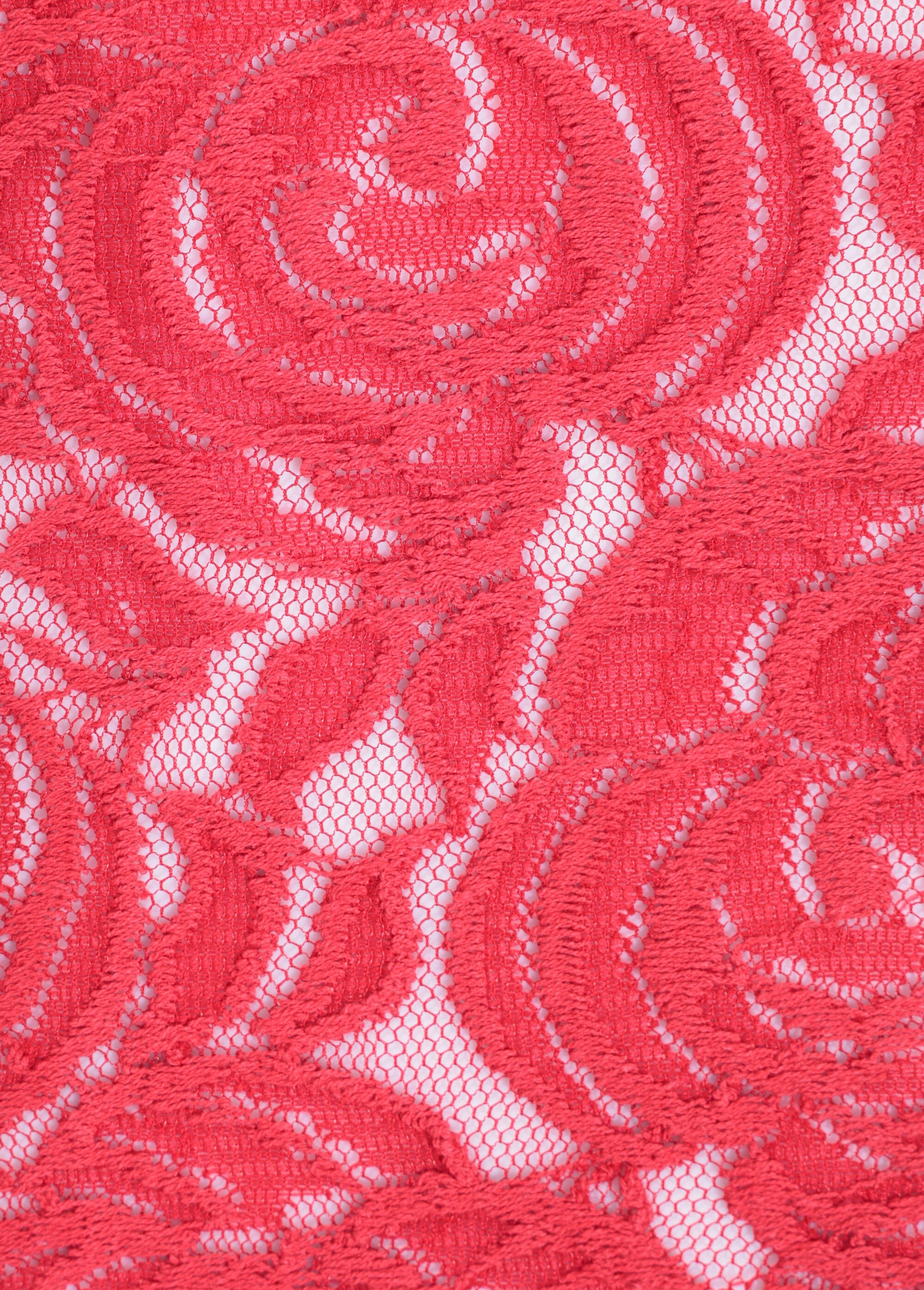 Coupon tissu, dentelle volutes ROUGE COT150527B DE2