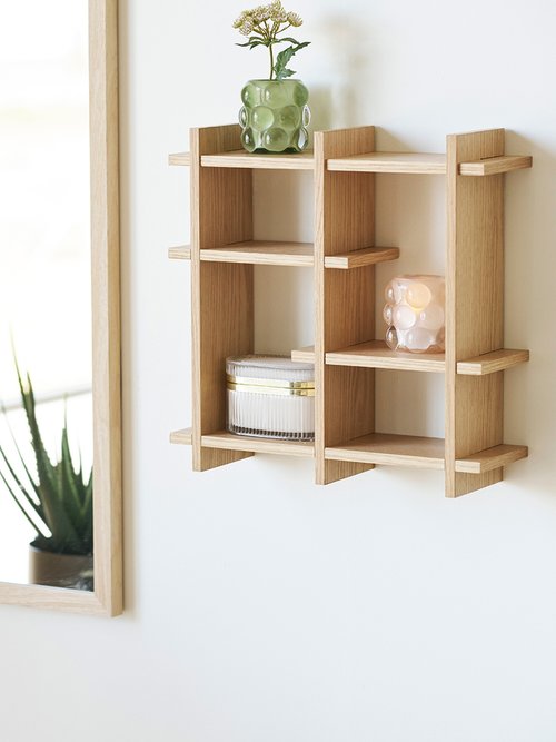 Etagère 6 tablettes chêne plaqué OLSBERG BEIGE HN-4292061 SI2
