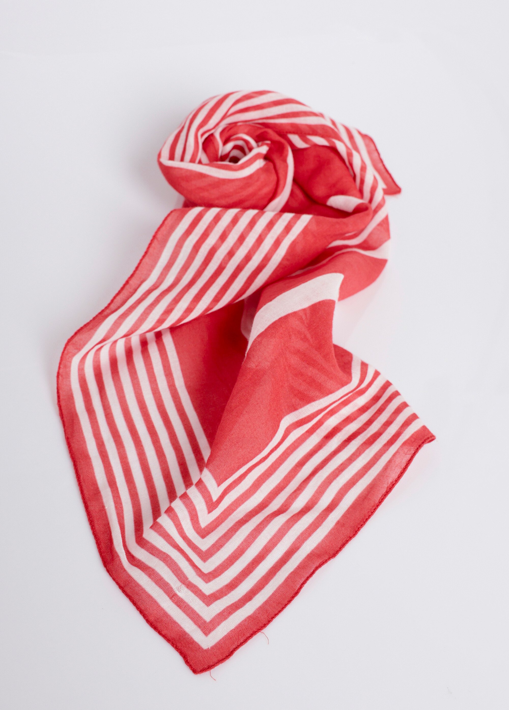 Foulard bicolore coton motif géométrique Femme Rouge UKA DE1