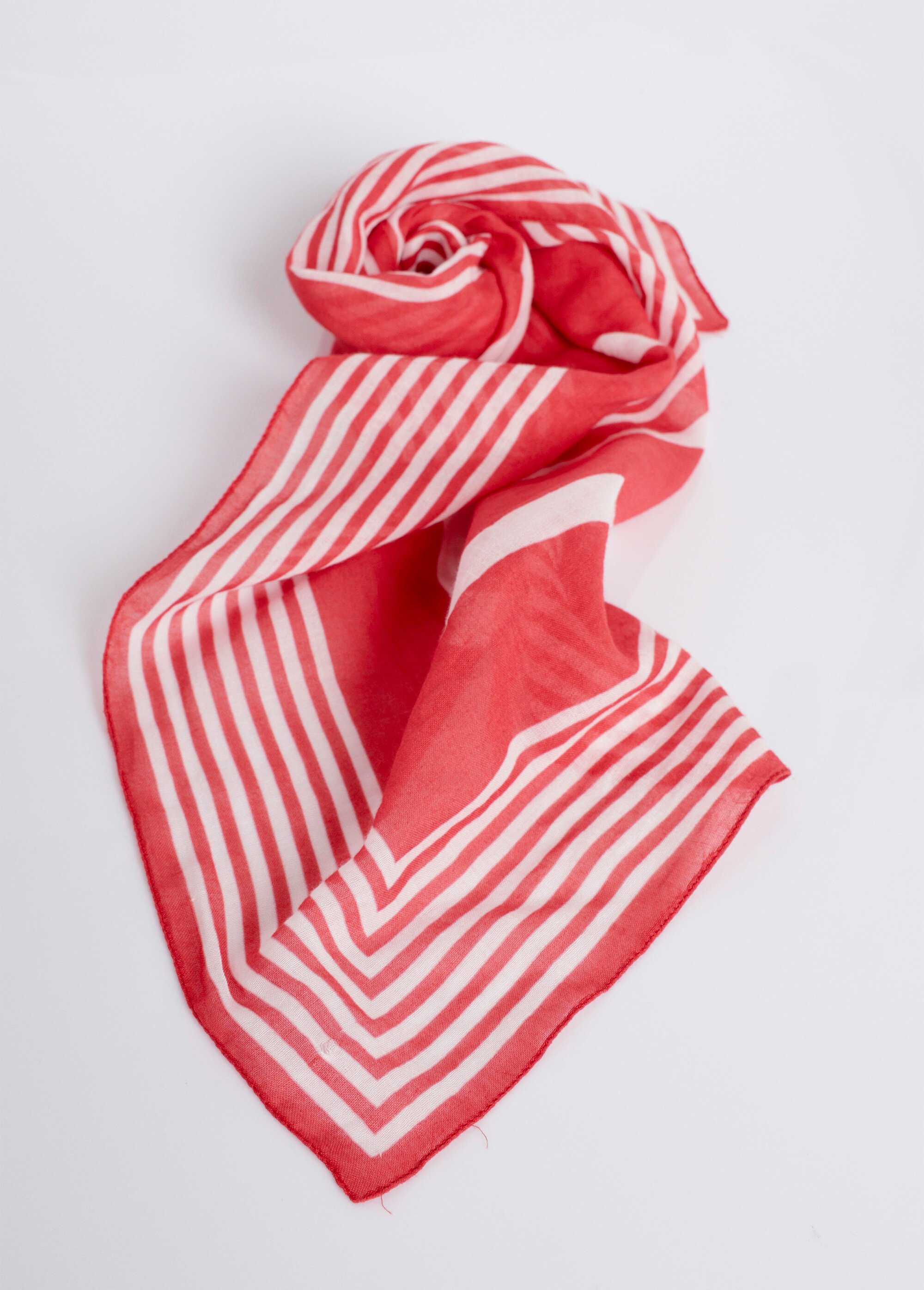Foulard bicolore coton motif géométrique Femme Rouge UKA FA1
