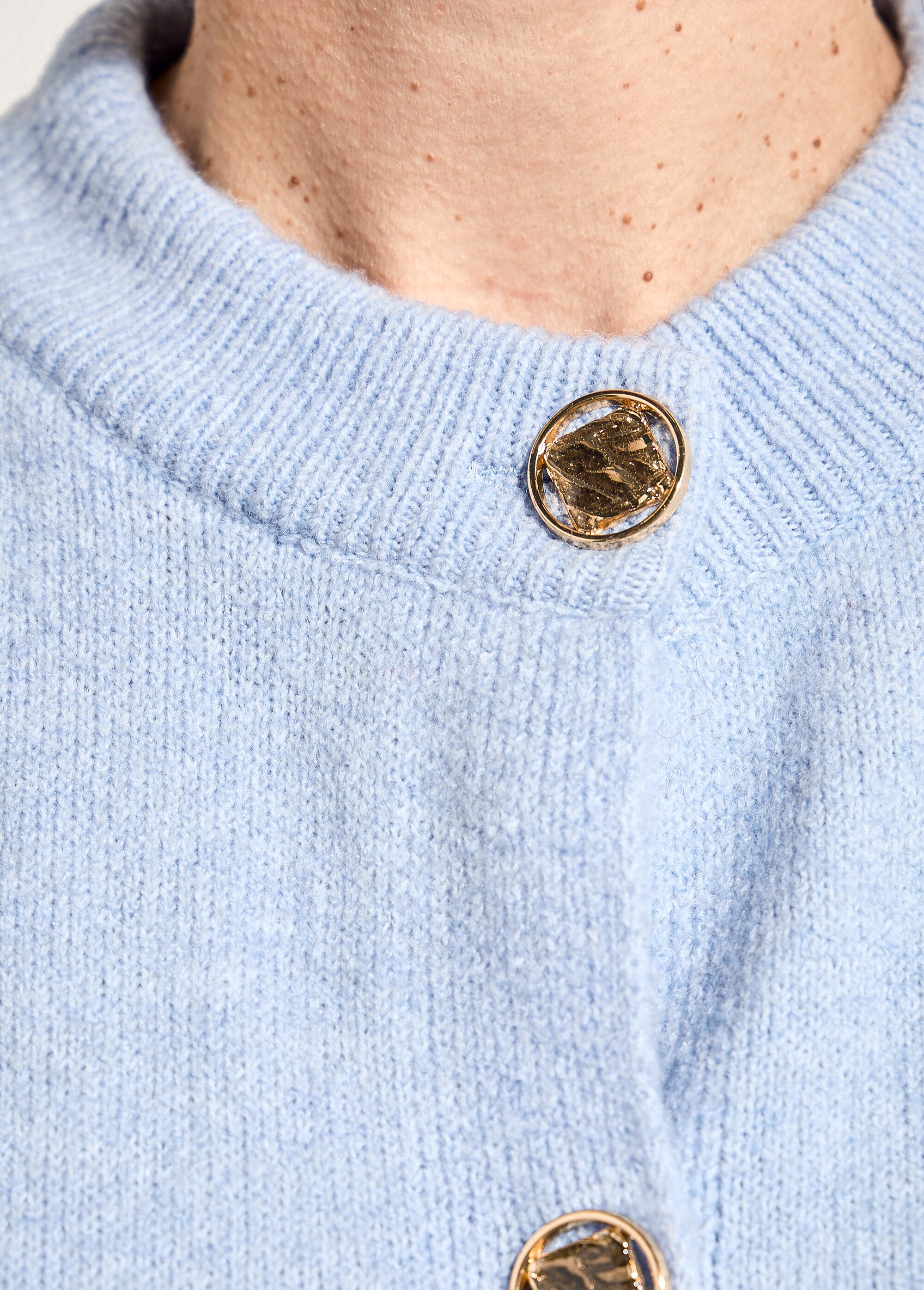 Gilet cardigan unie boutonnée avec laine Femme Bleu PACORUS DE1