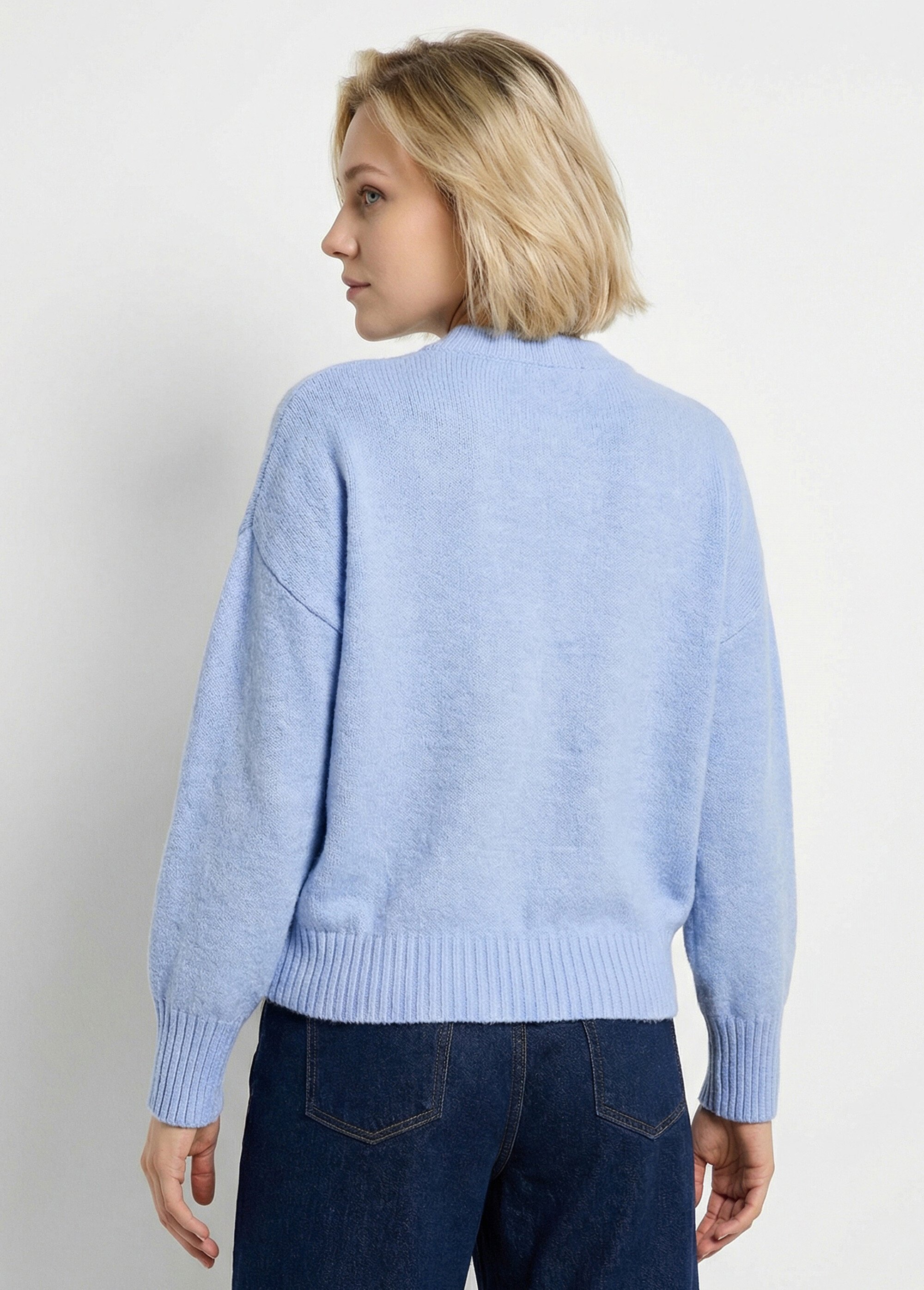 Gilet cardigan unie boutonnée avec laine Femme Bleu PACORUS DO1