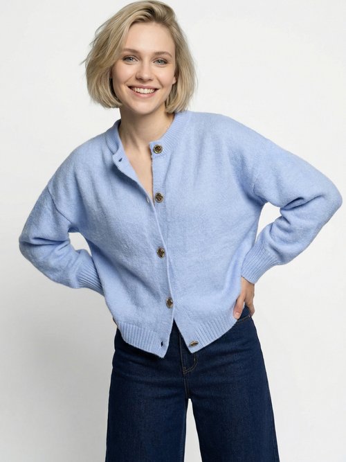 Gilet cardigan unie boutonnée avec laine Femme Bleu PACORUS MV1