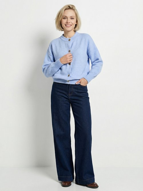 Gilet cardigan unie boutonnée avec laine Femme Bleu PACORUS SF1