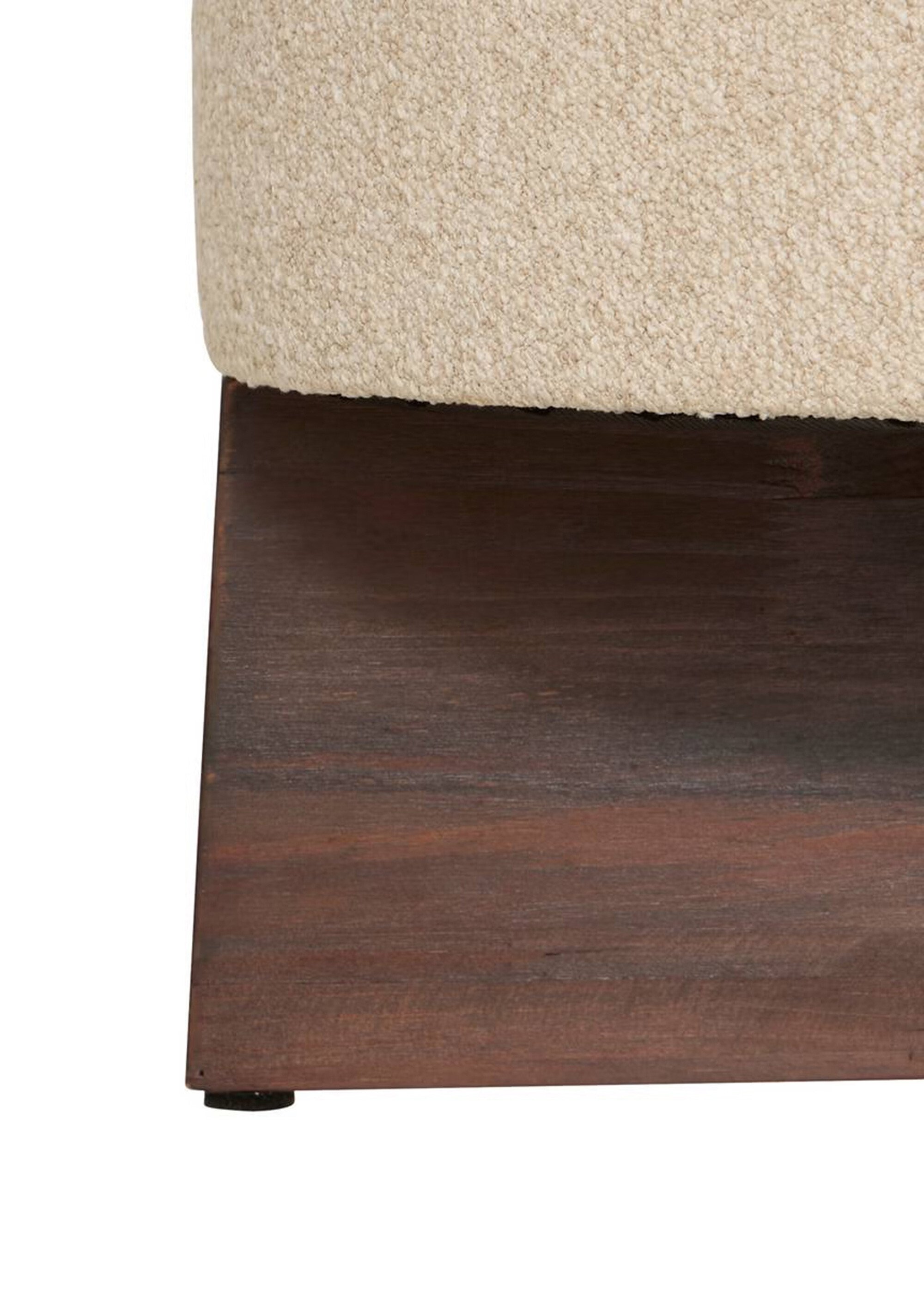 Grand pouf en bouclette, piètement bois BLANC JJA-207379 DE1