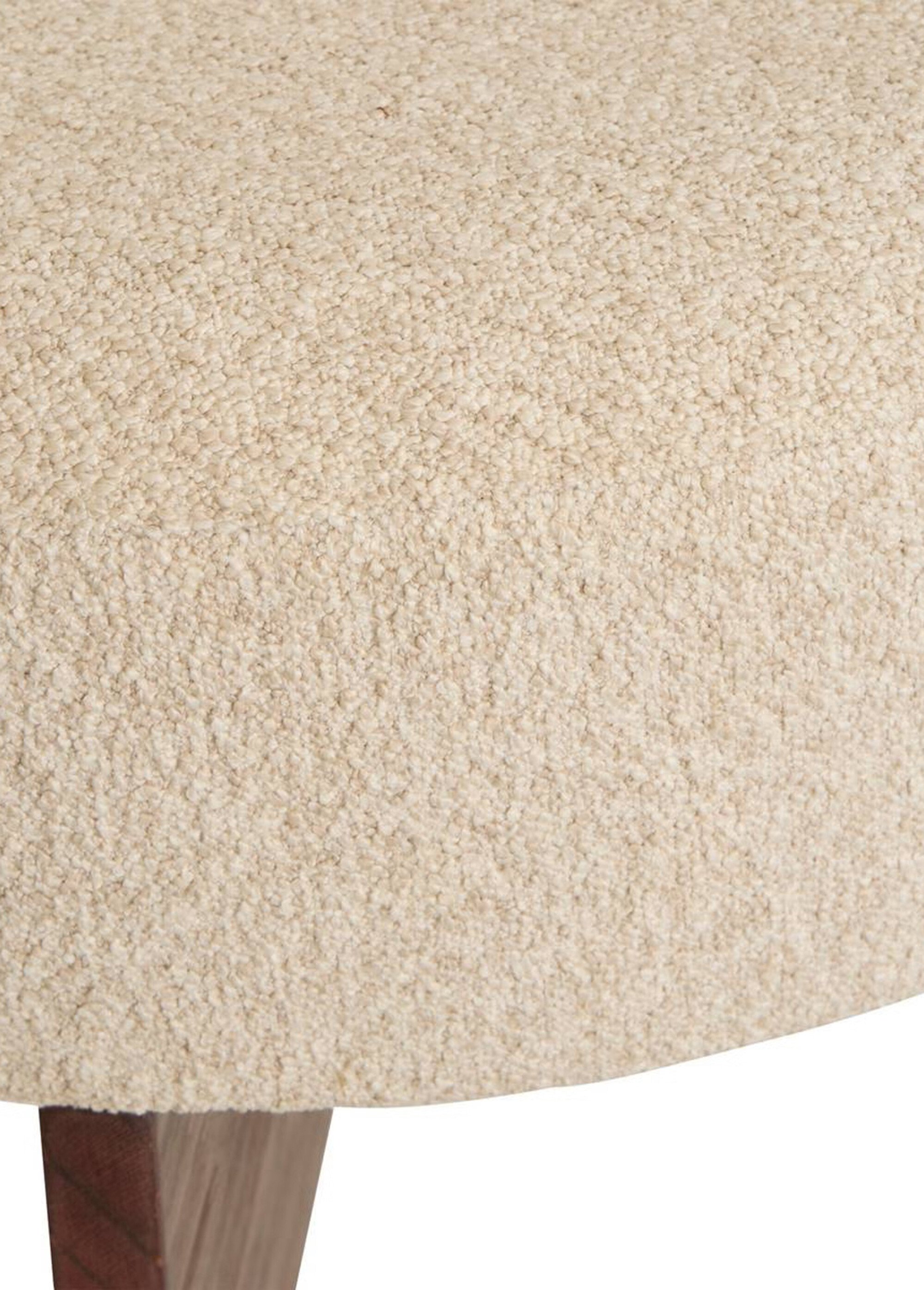 Grand pouf en bouclette, piètement bois BLANC JJA-207379 DE2