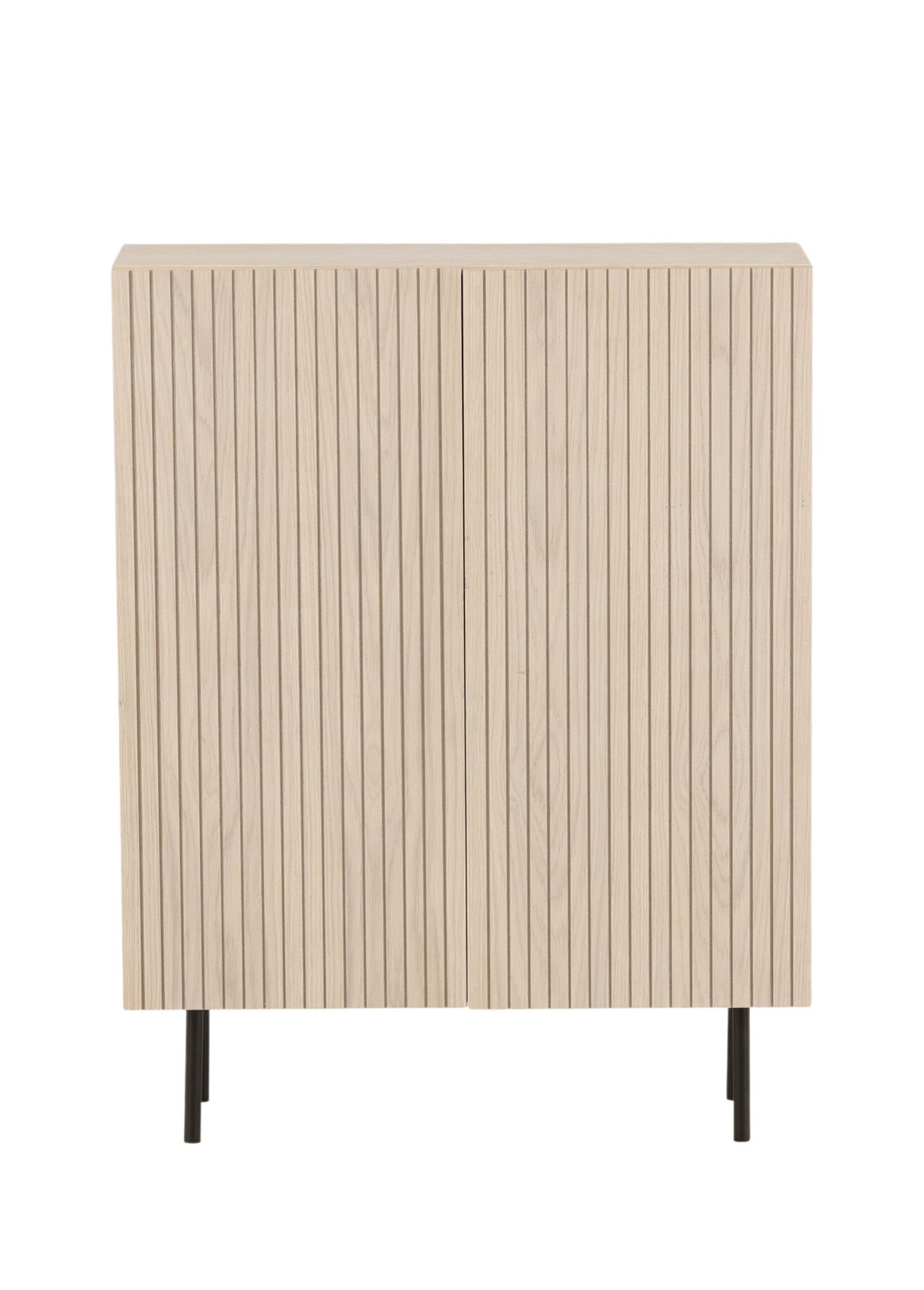 Meuble bas en bois, portes à lattes