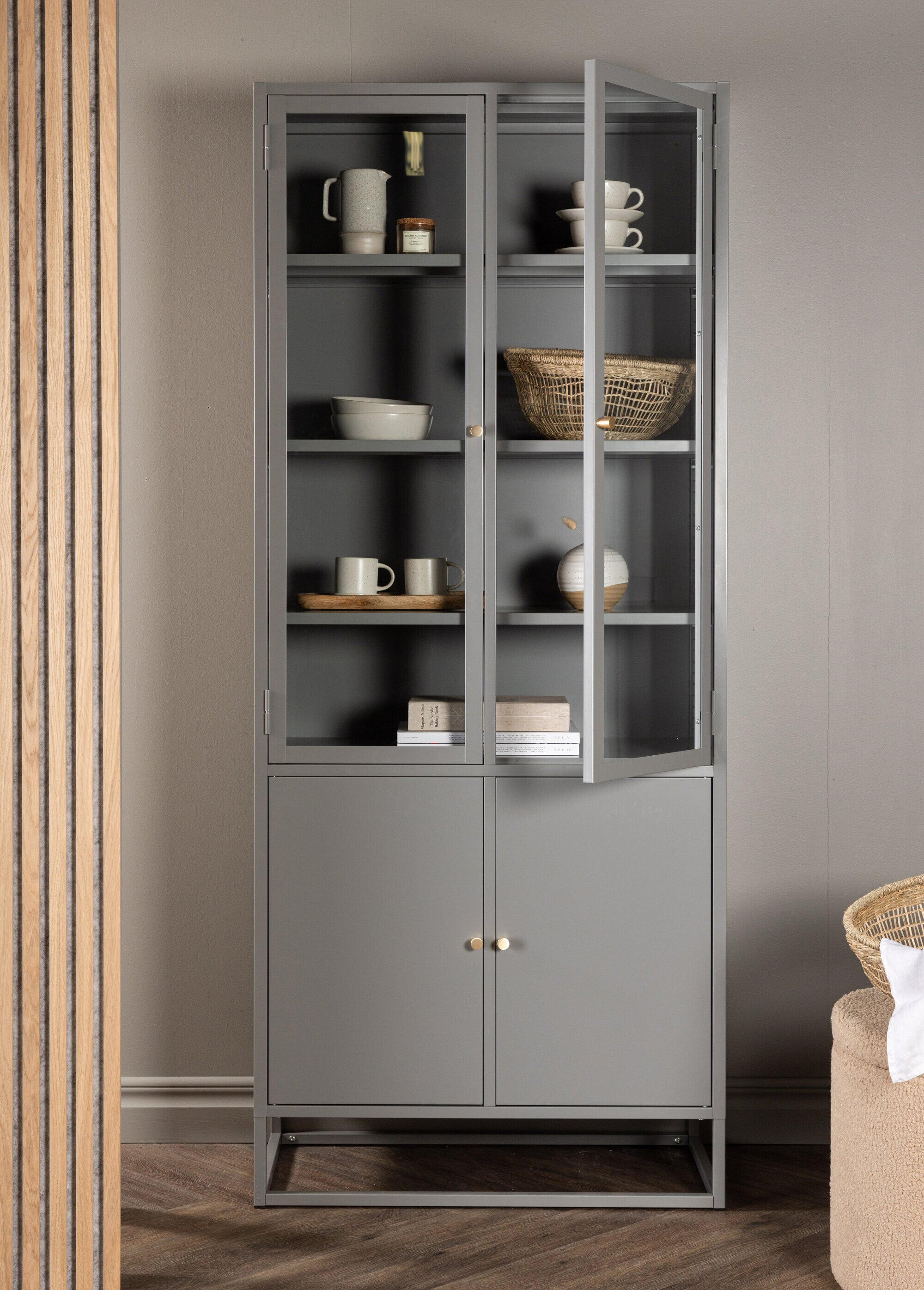 Meuble haut en acier avec portes vitrées GRIS VEN-18069-255 SI2