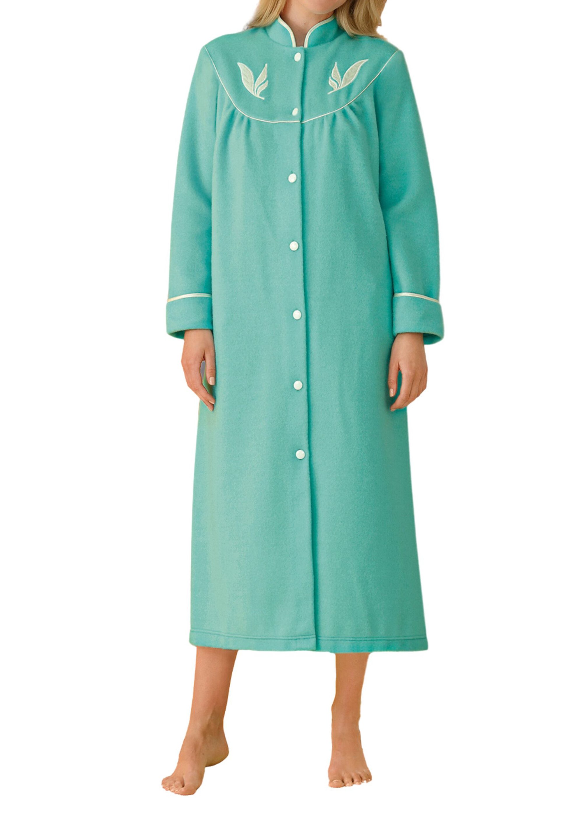 Peignoir boutonné molleton Femme Vert SIXTINE FA1
