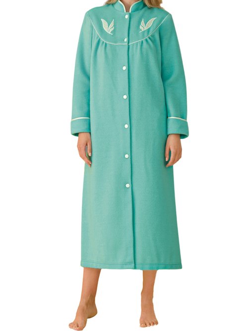 Peignoir boutonné molleton Femme Vert SIXTINE FA1