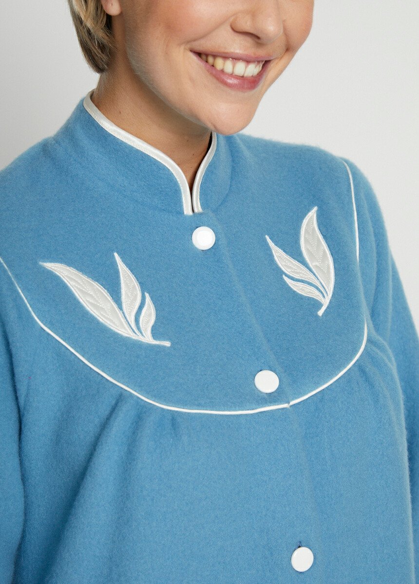 Peignoir boutonné molleton Femme Bleu SIXTINE DE1