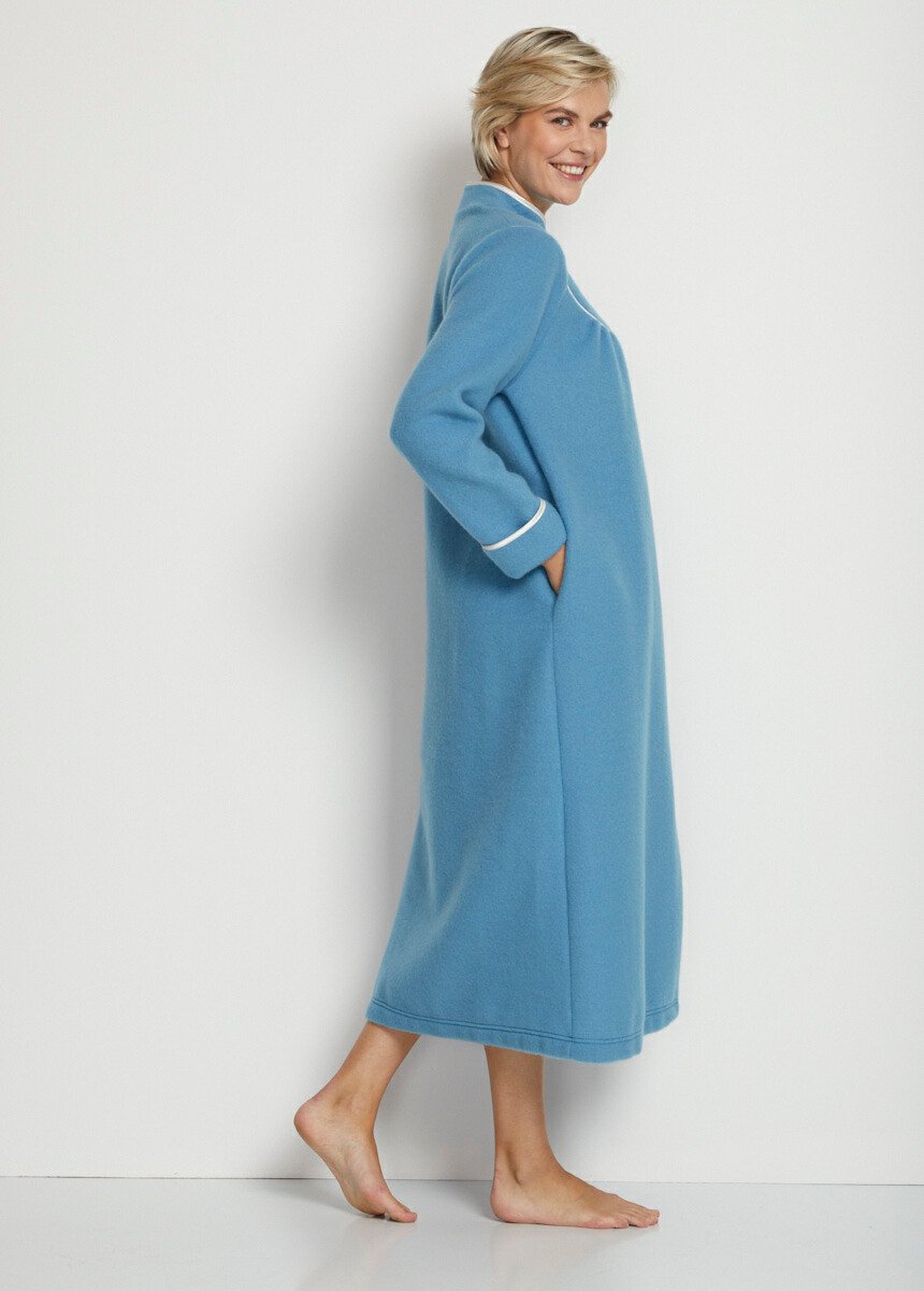 Peignoir boutonné molleton Femme Bleu SIXTINE DR1
