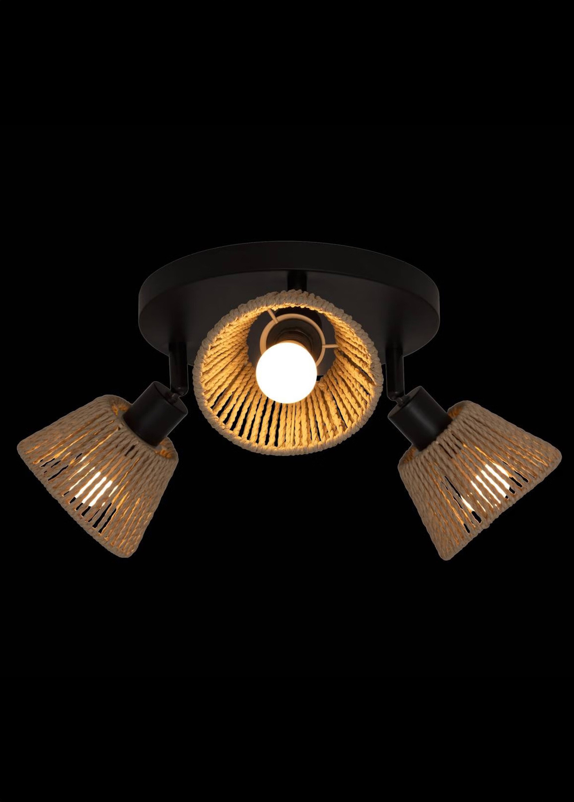 Plafonnier acier avec 3 spots tressés MARRON JJA-205973 DE2