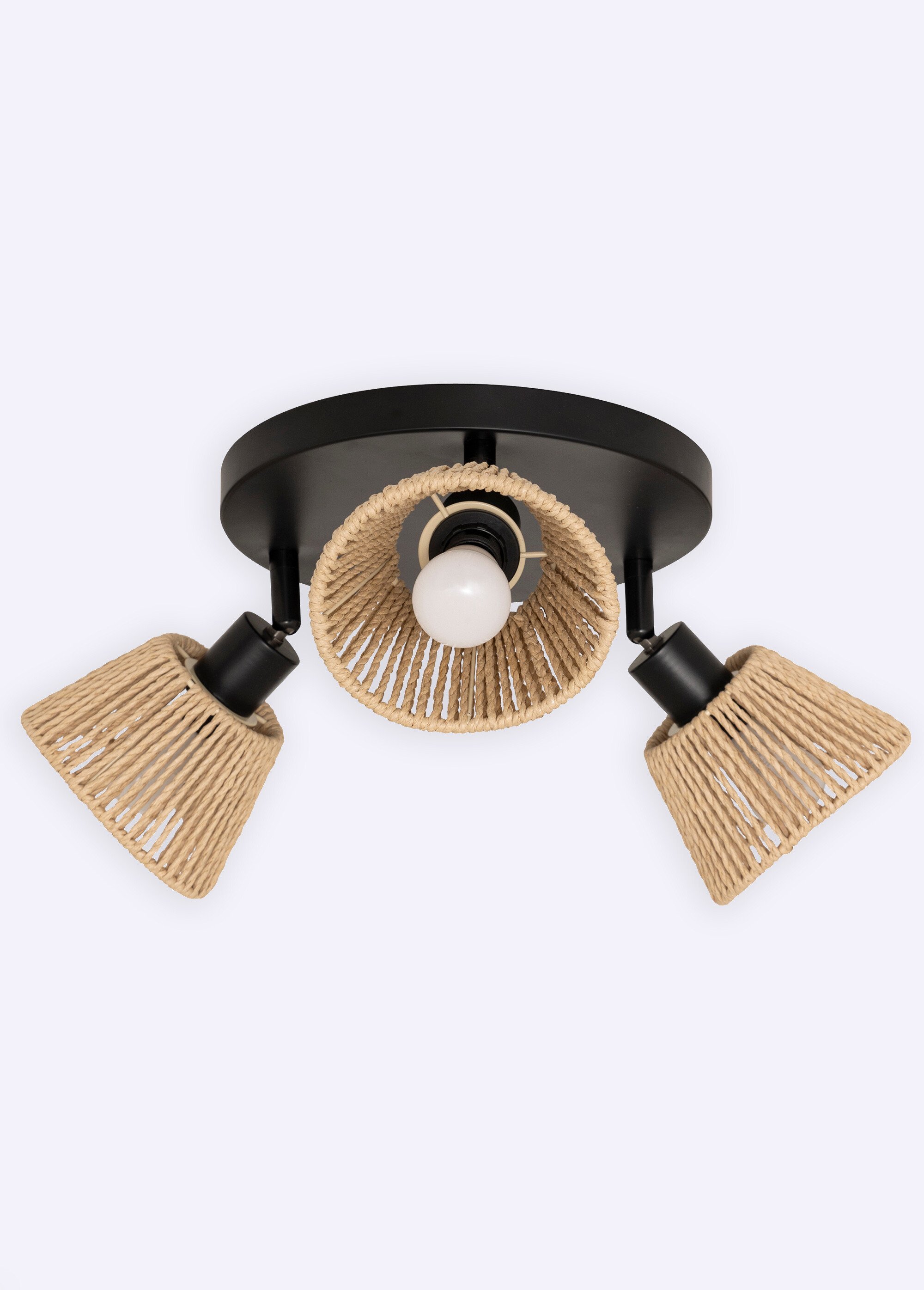 Plafonnier acier avec 3 spots tressés MARRON JJA-205973 FA1