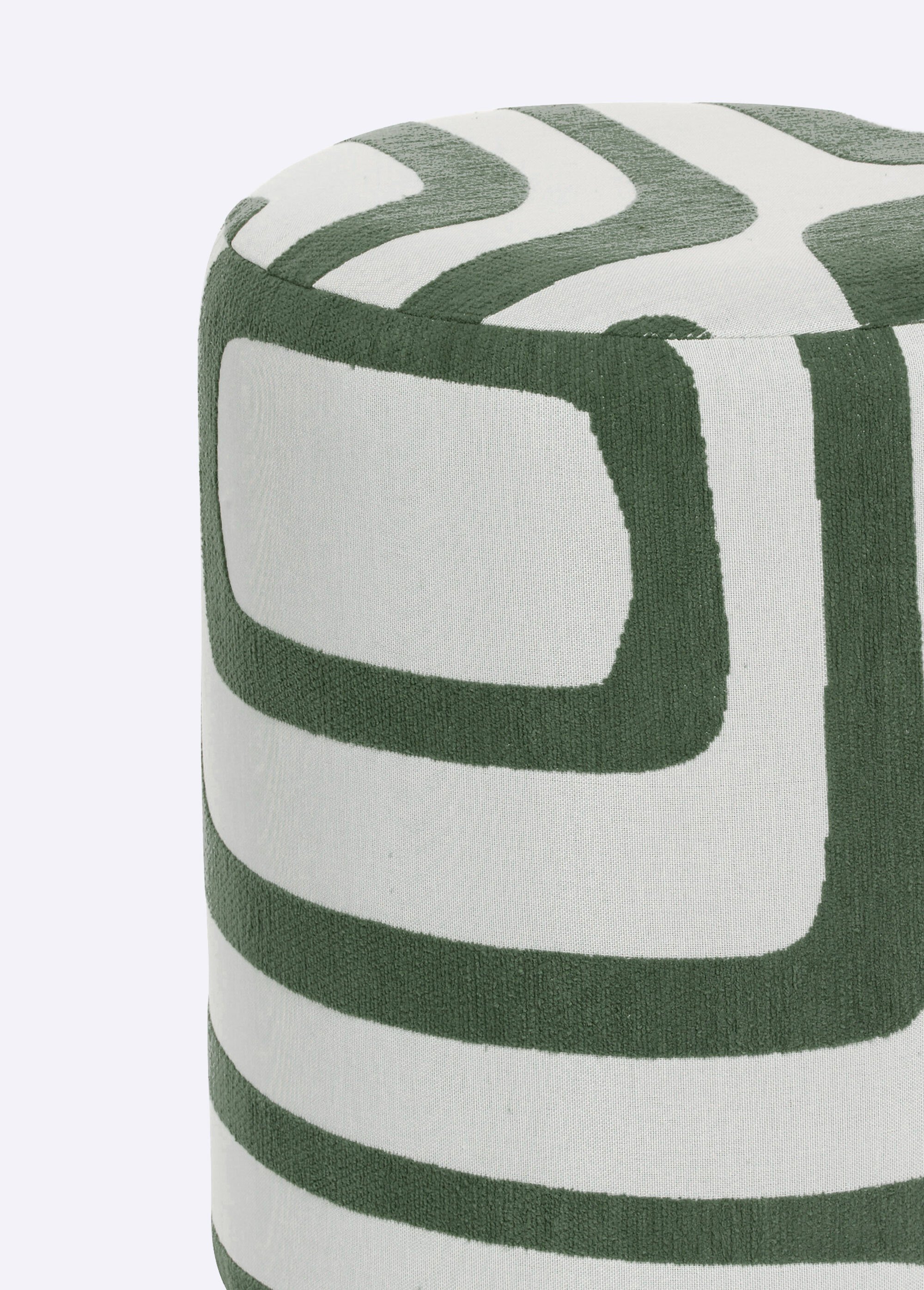 Pouf tissu chenille et motif graphique