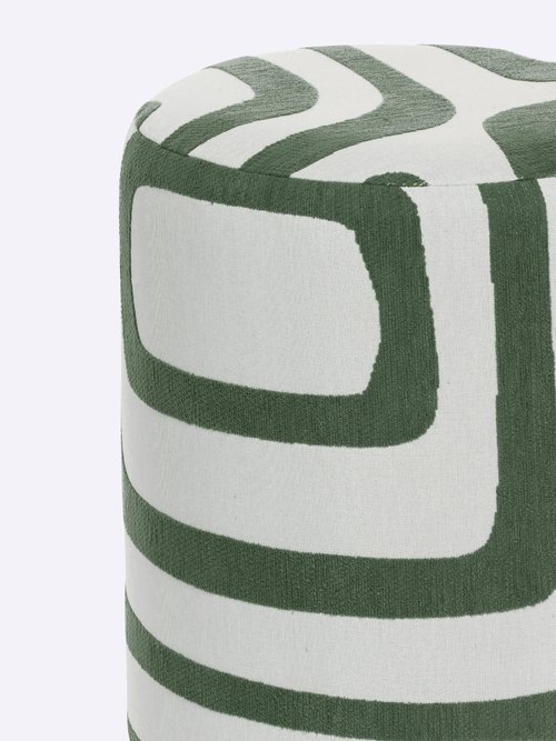 Pouf tissu chenille et motif graphique VERT JJA-214232C DE1