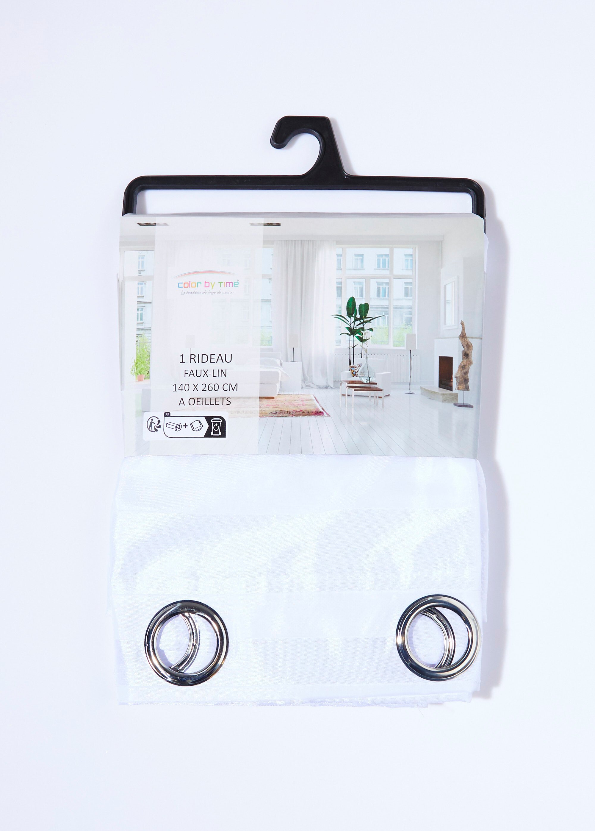 Rideau 1 panneau à œillets, clair hori. Blanc COTZZ120068-2 DE2