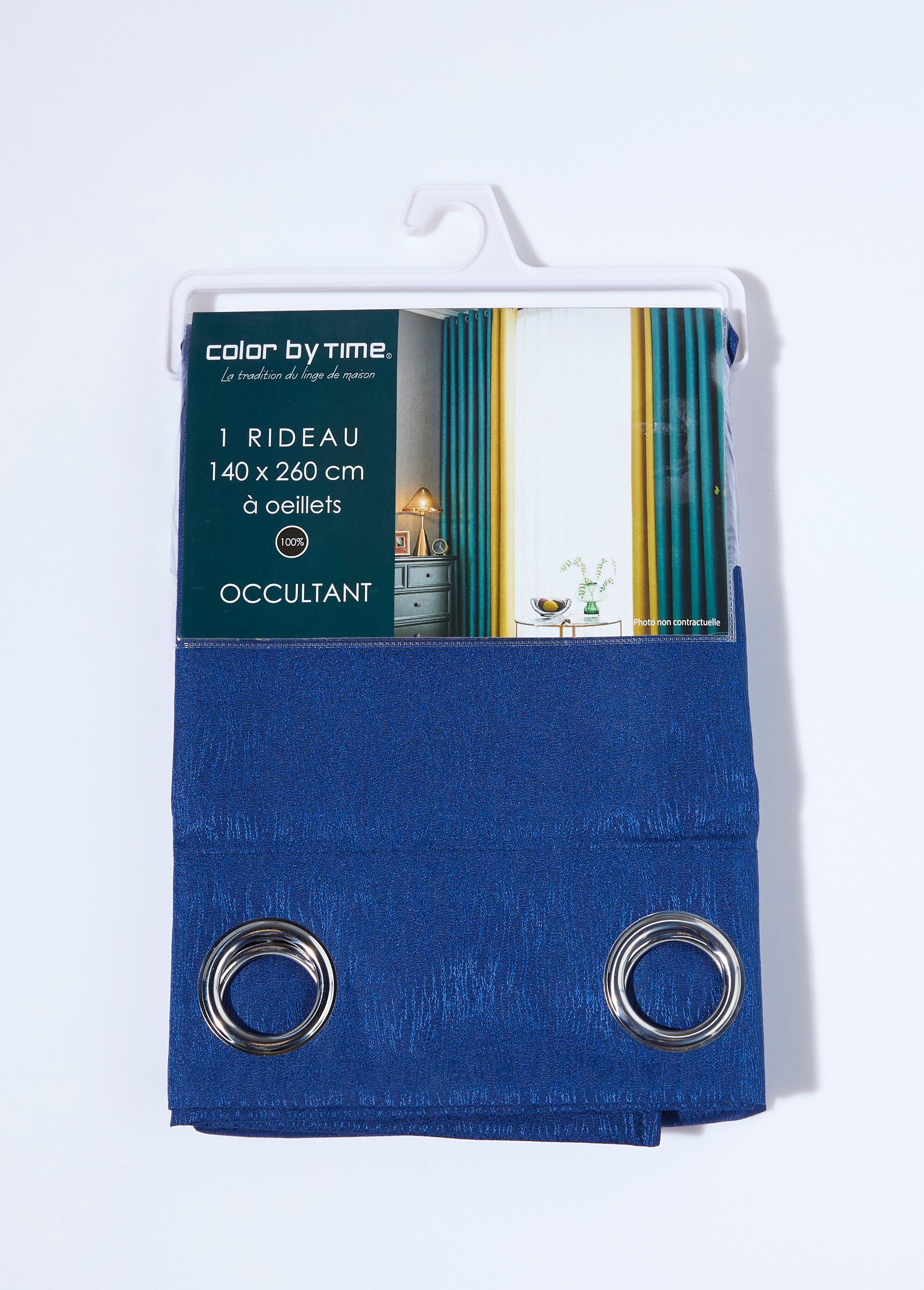 Rideau occultant vagues 1 panneau œillets BLEU MARINE COTZA128233 DE2