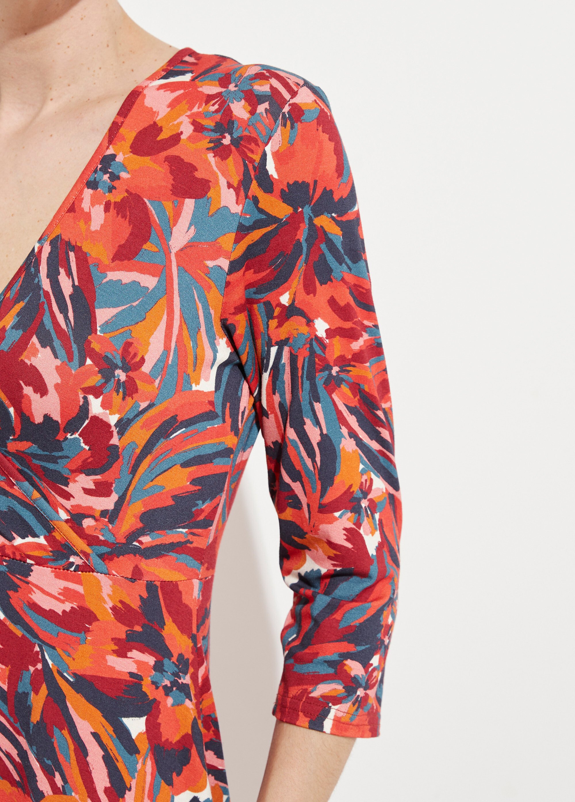 Robe cache-coeur courte manches 3/4 motif floral Femme IMPRIME TOMETTE HAMBRE DE2